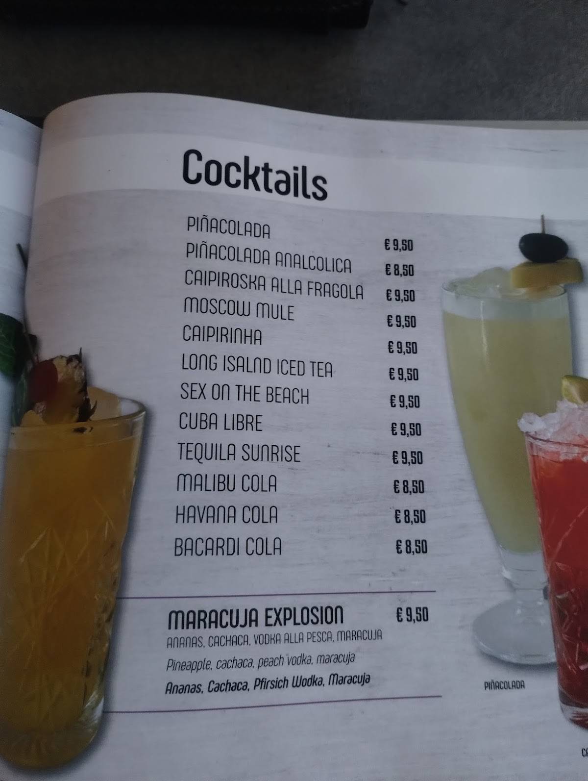 Menu di Sunset Bar Beach Pacengo 