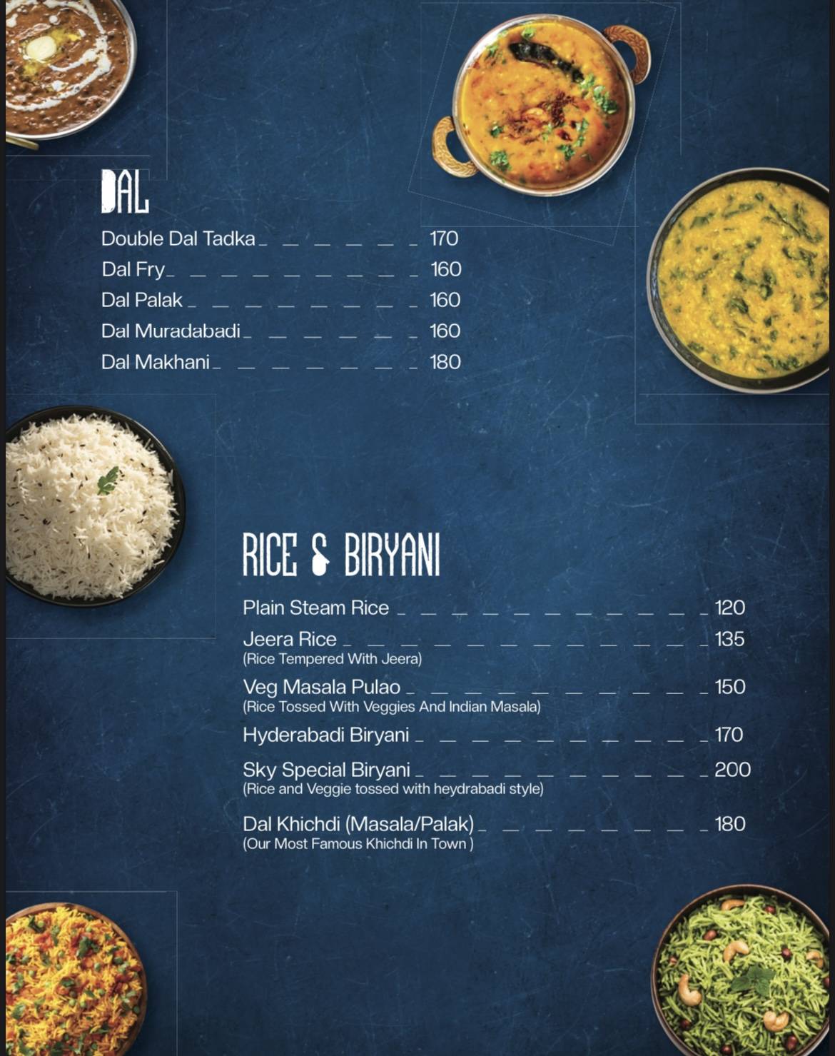 Sky Rooftop Cafe & Restaurant menu