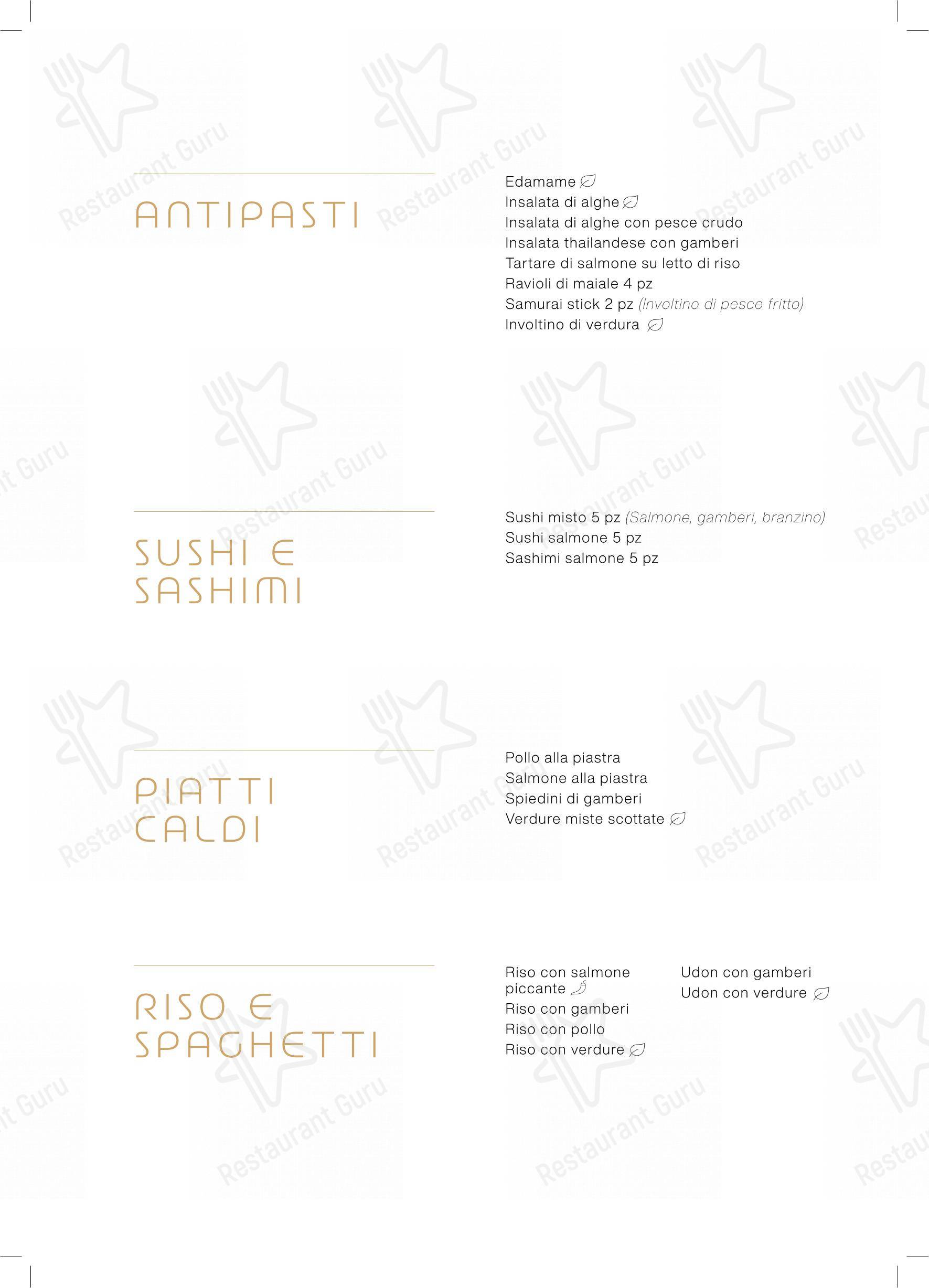 Menu bar per Sushi Ono Brescia ristorante