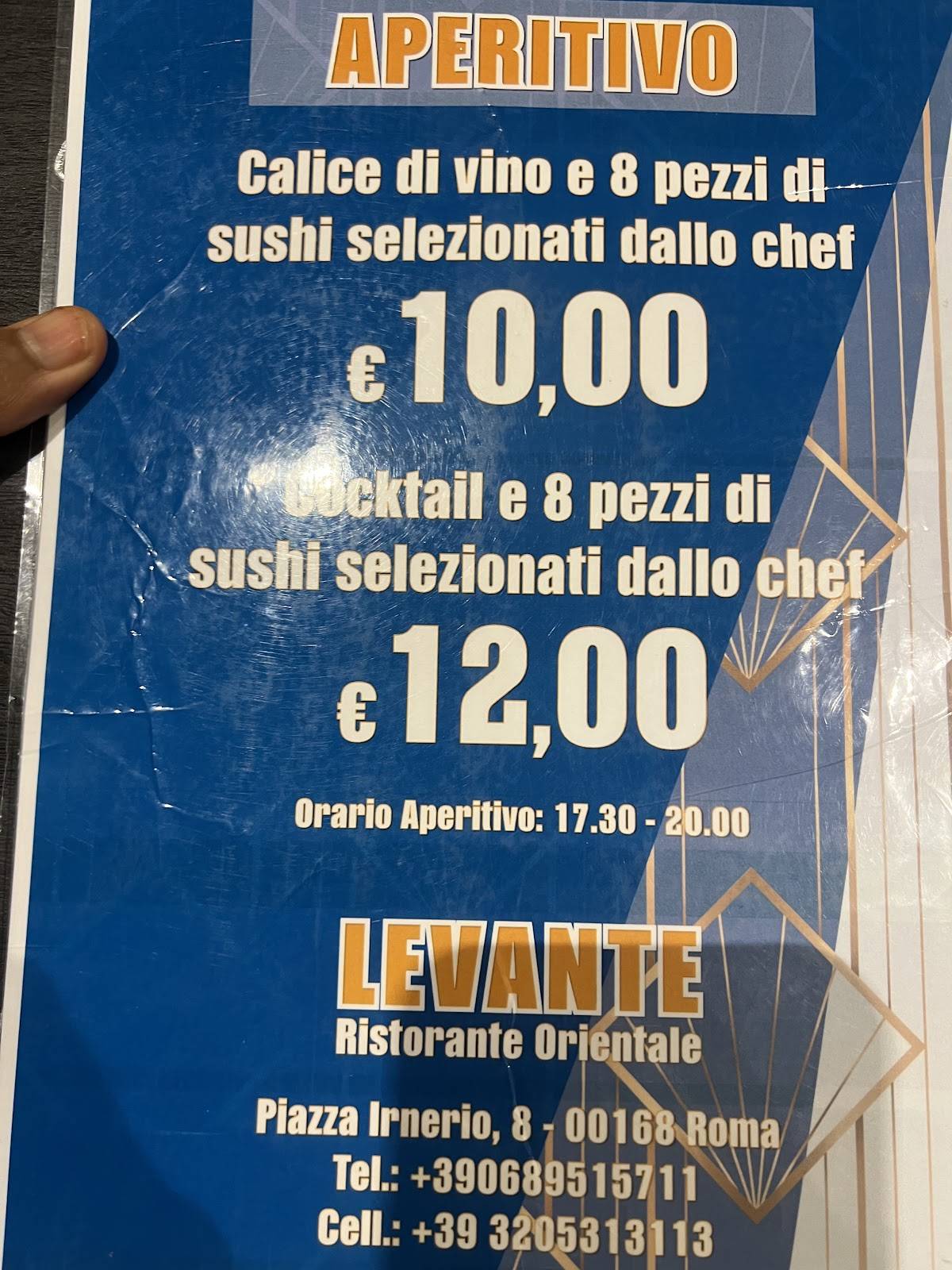 Menu di Sushi Levante Restaurant - ALL YOU CAN EAT - Roma 