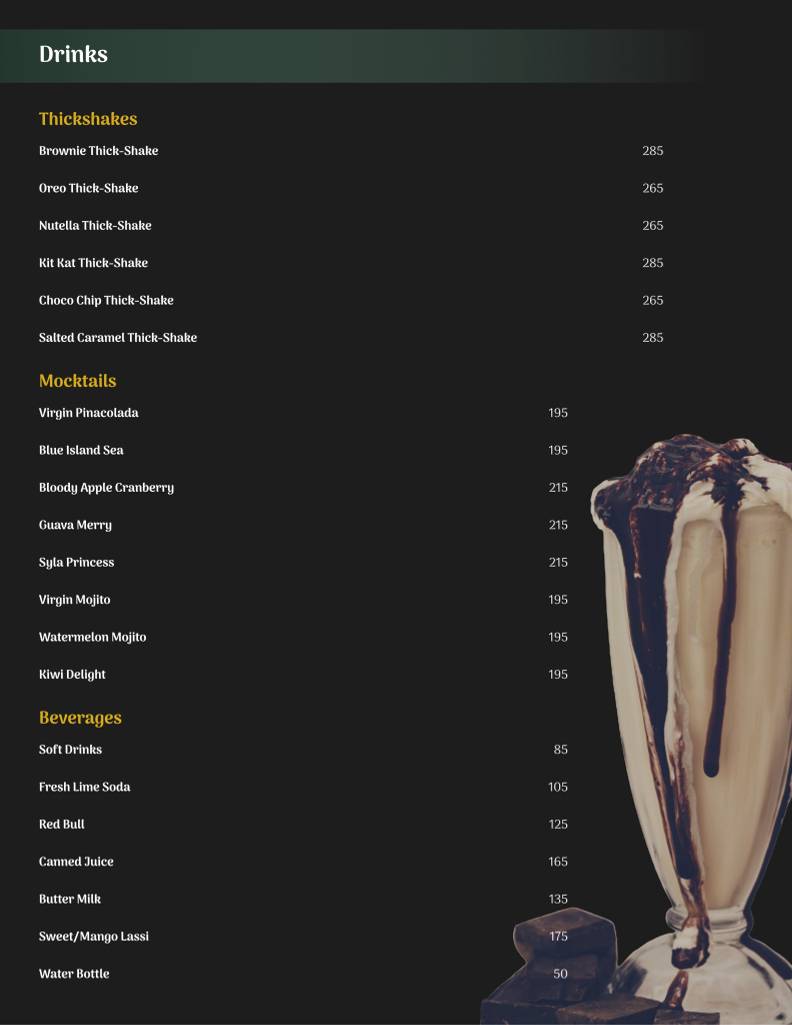 Syla Terrace Kitchen & Bar menu