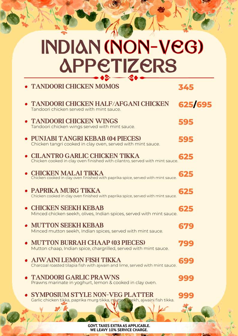 Symposium World Cuisine menu