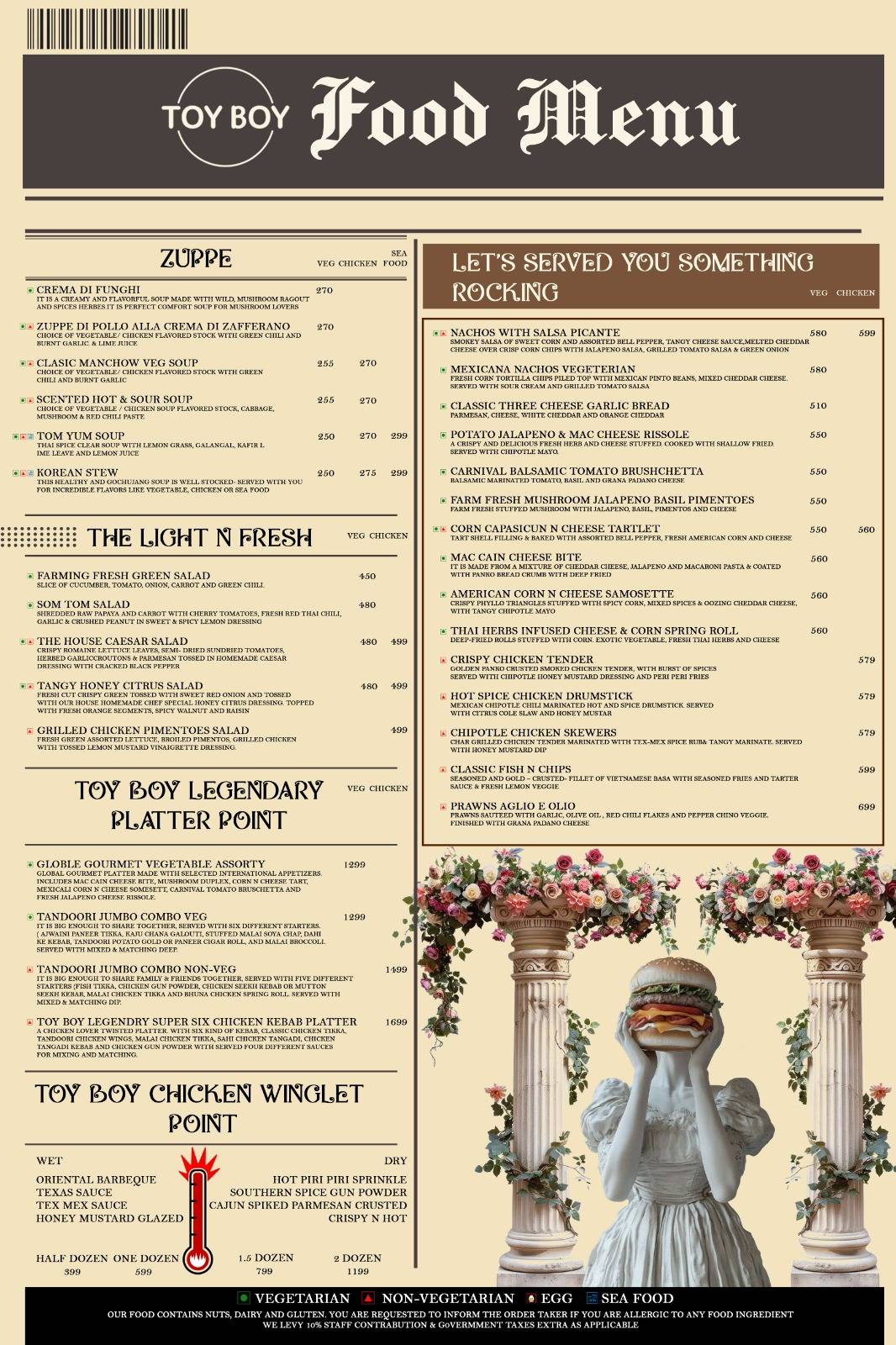 TOY BOY menu