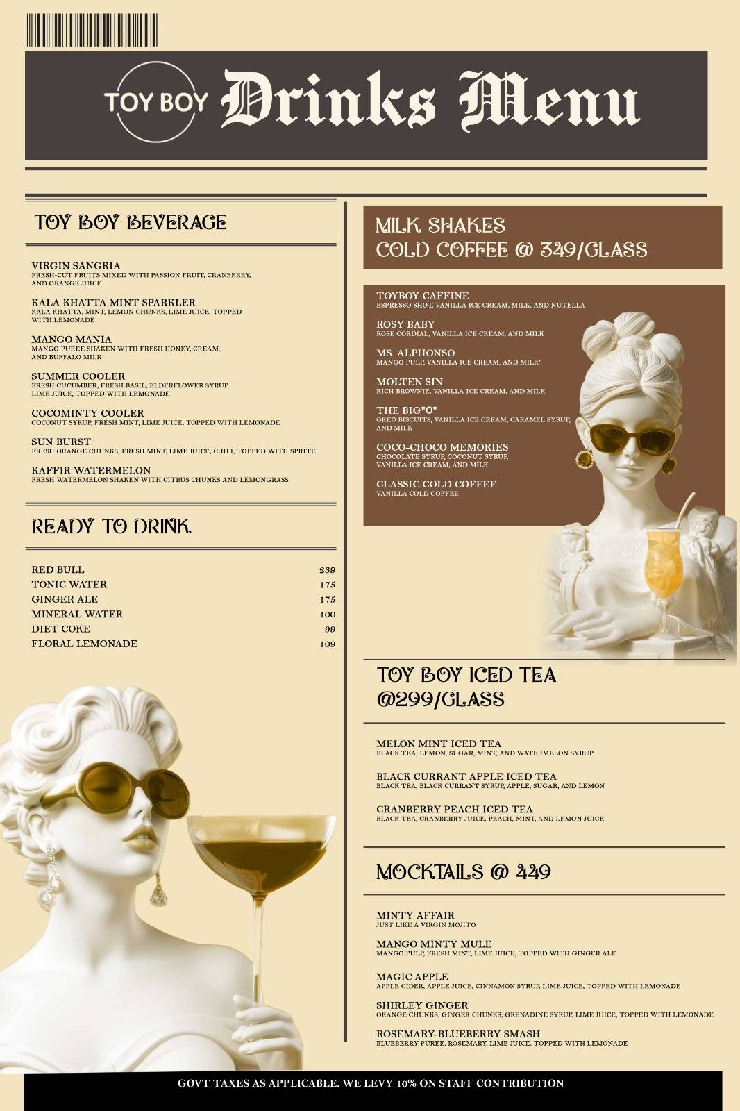 TOY BOY menu