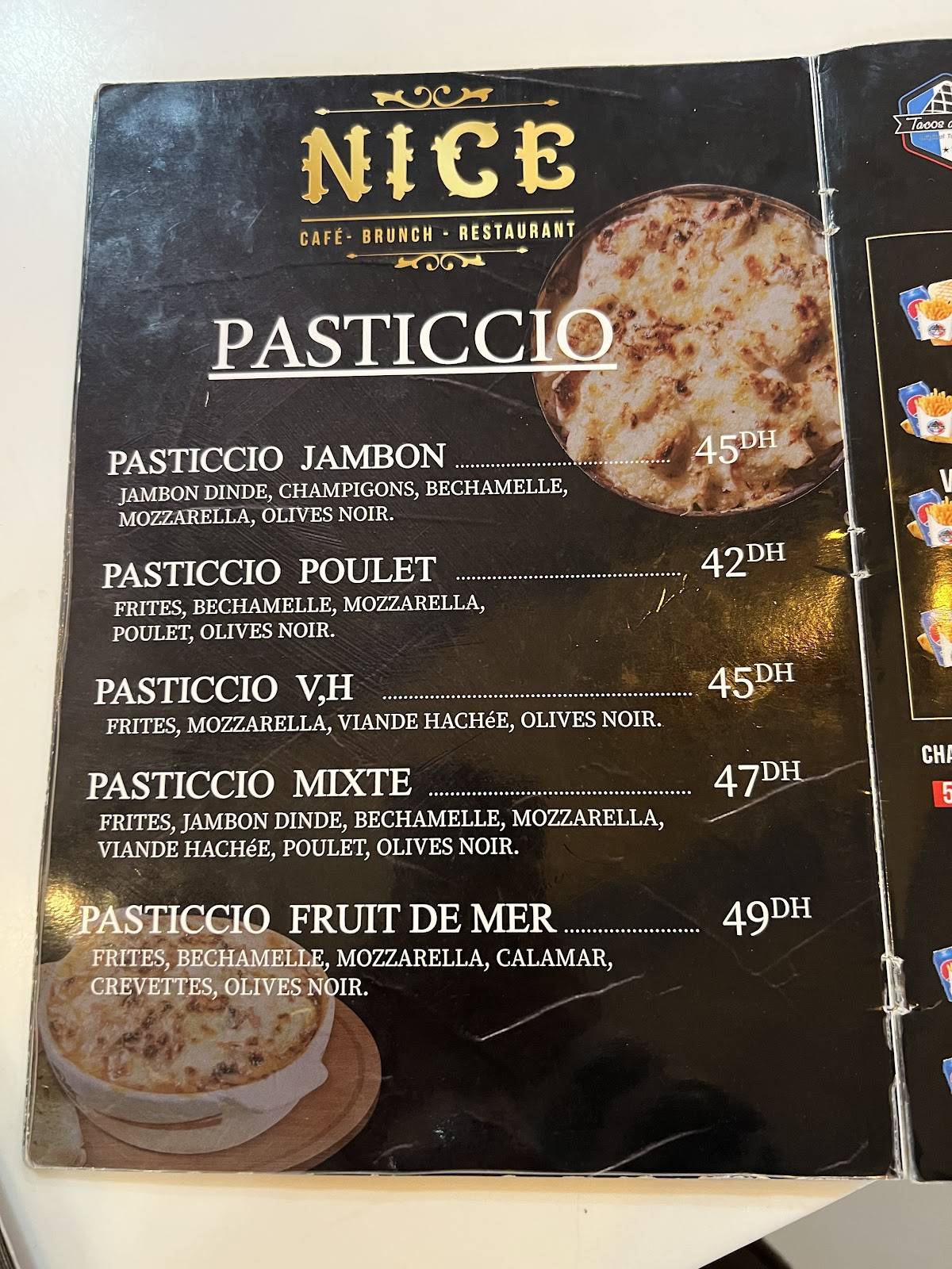 Menu de Tacos de Nice (Agdal)