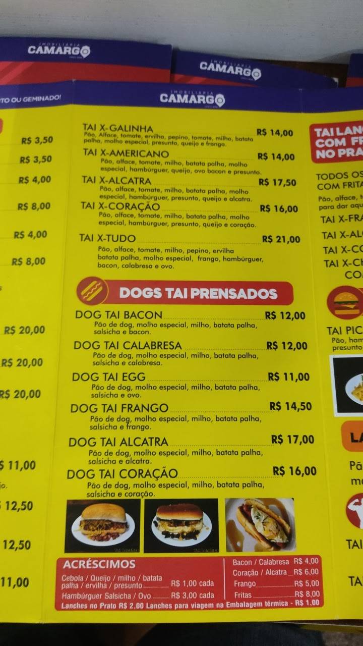 Tai Lanches cardápio