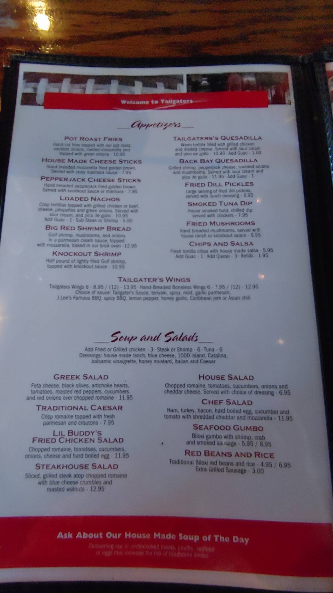 Menu at Tailgaters Sports Pub and Grill, Biloxi