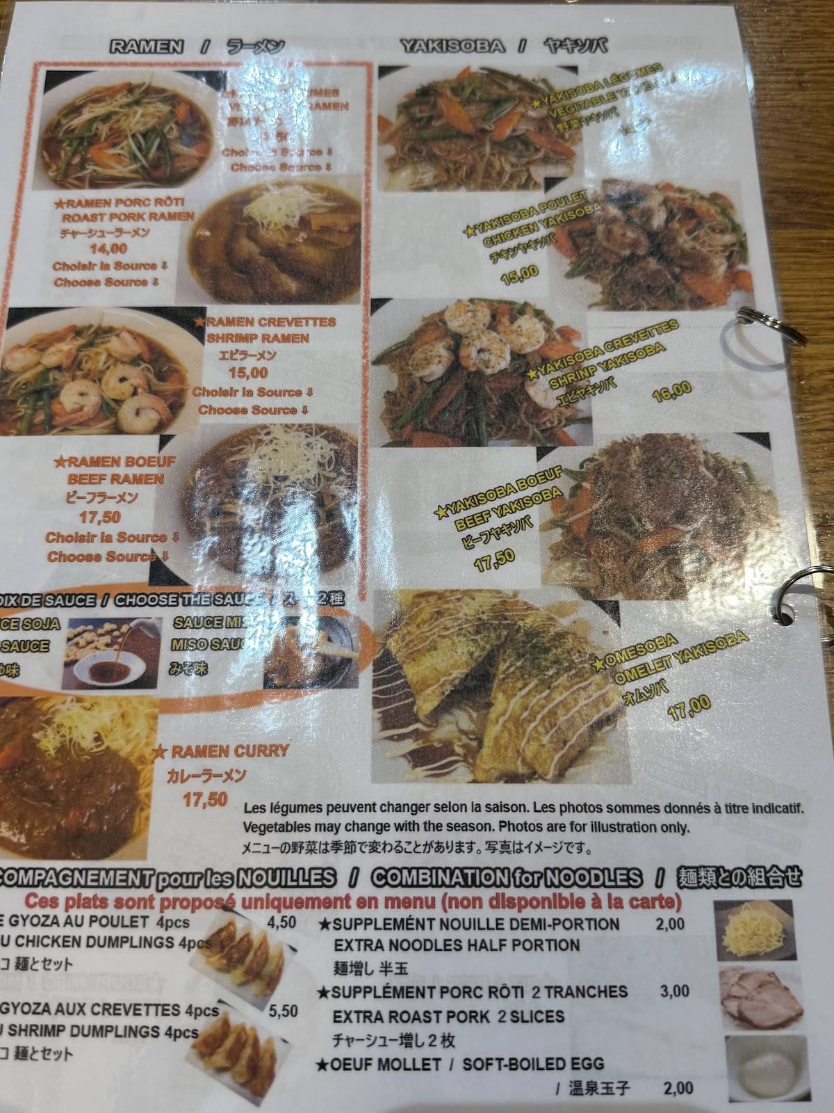 Menu de Taisho ken