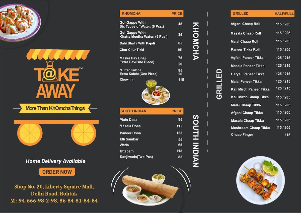 Take Away Foods menu