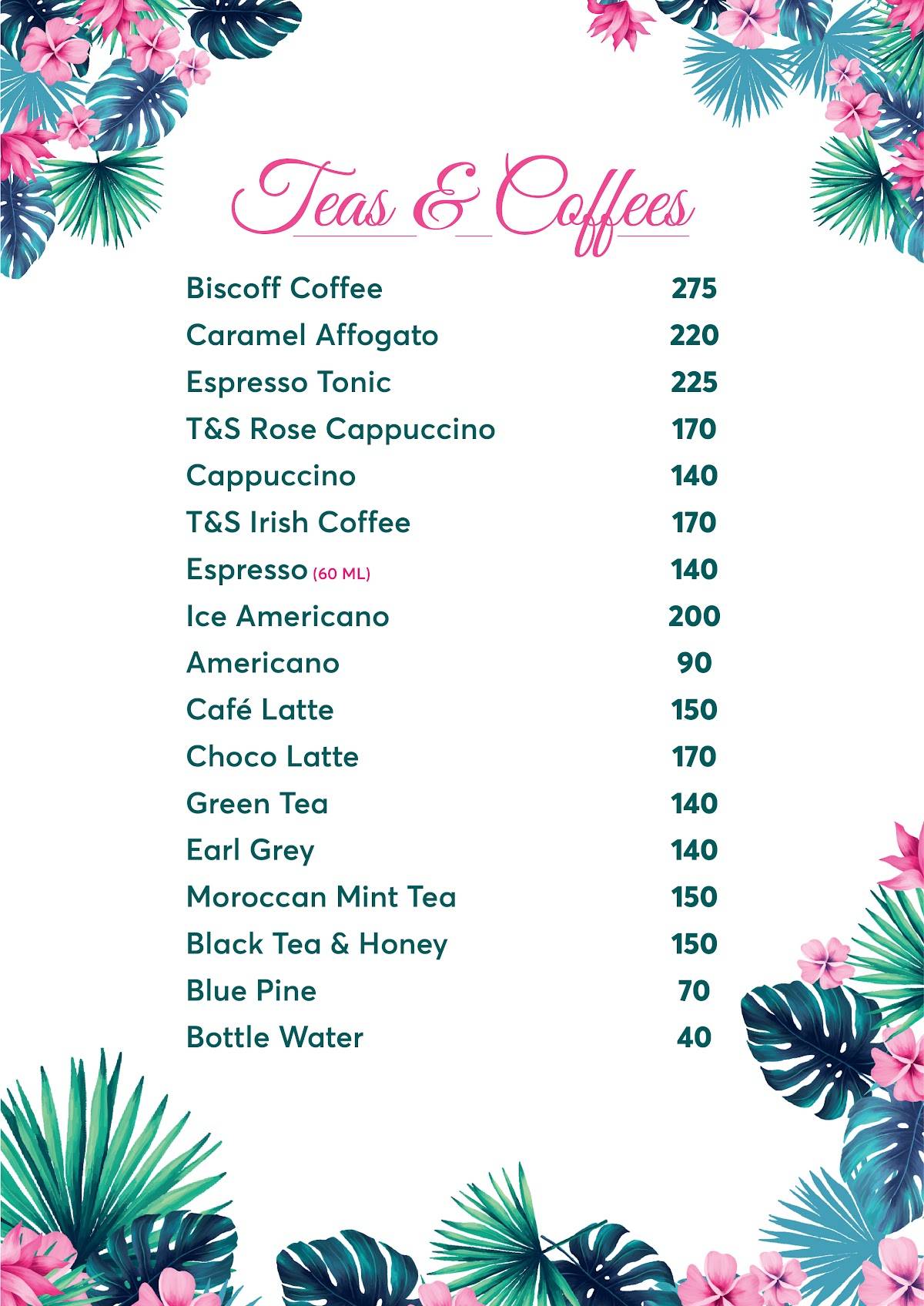 Tales & Spirits Bistro menu