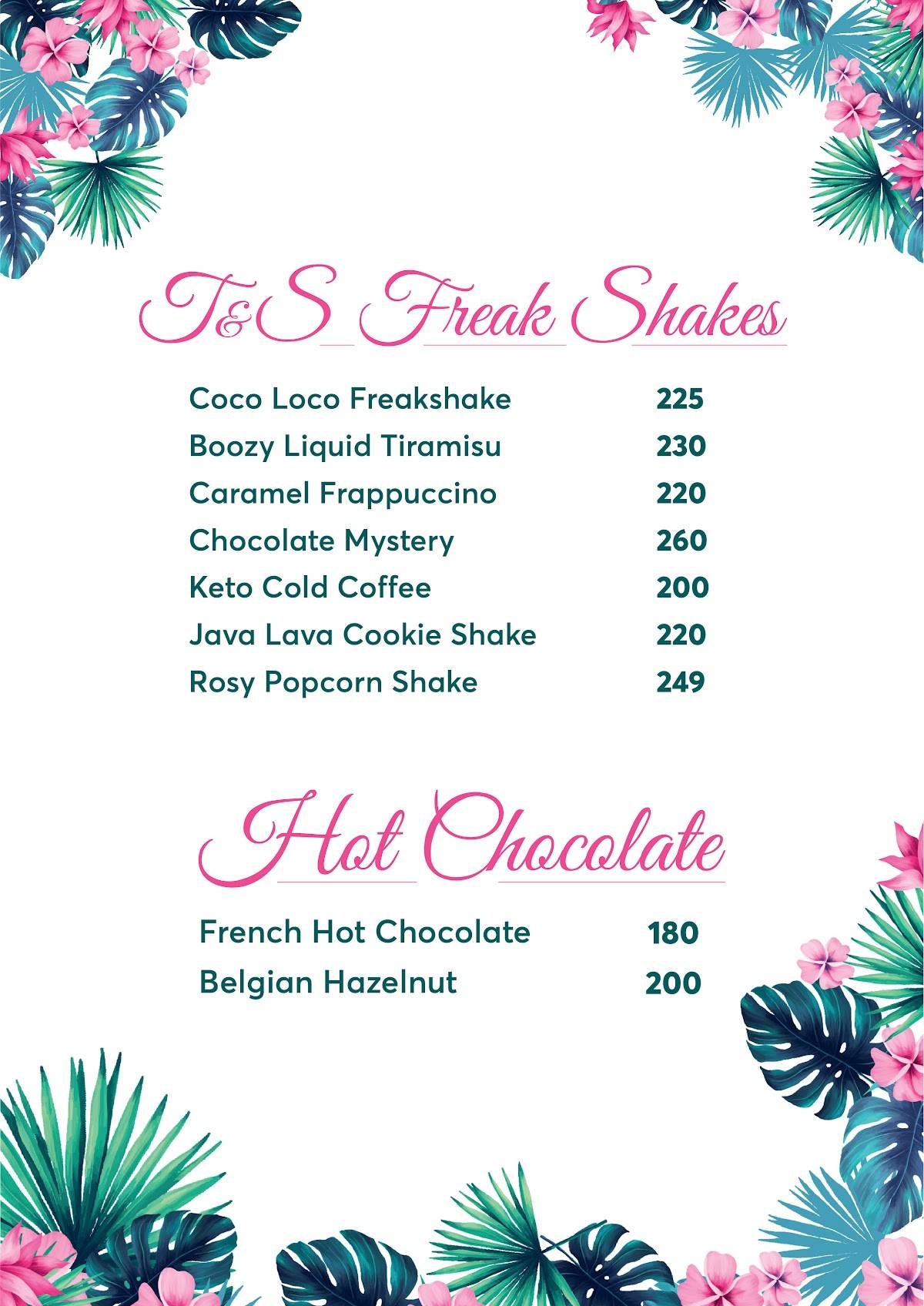 Tales & Spirits Bistro menu