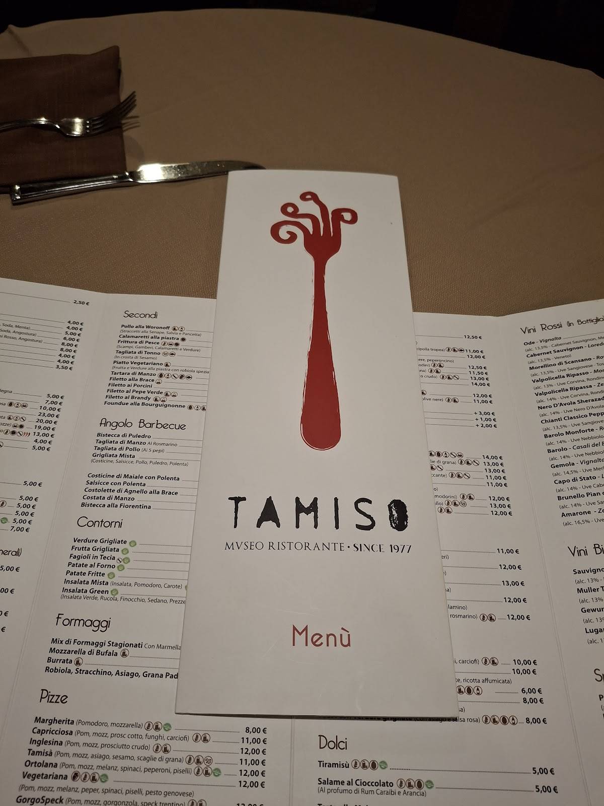 Menu di Tamiso Ristorante 