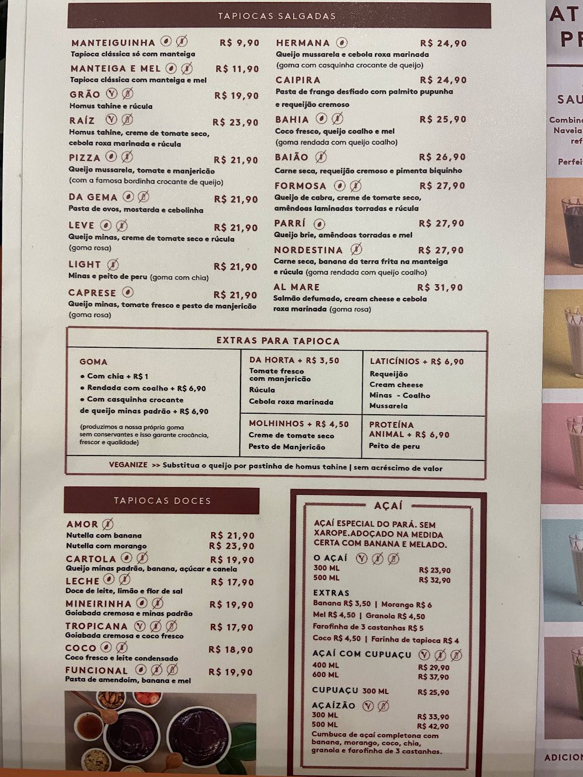 Tapí Tapioca E Açaí Flamengo cardápio