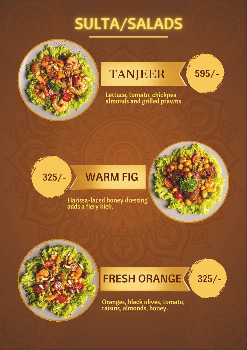 Tara Moroccan Kitchen menu