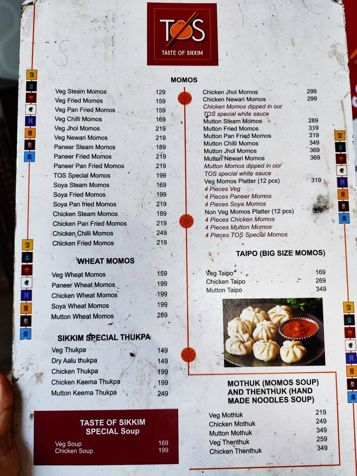 Taste of Sikkim (TOS) menu