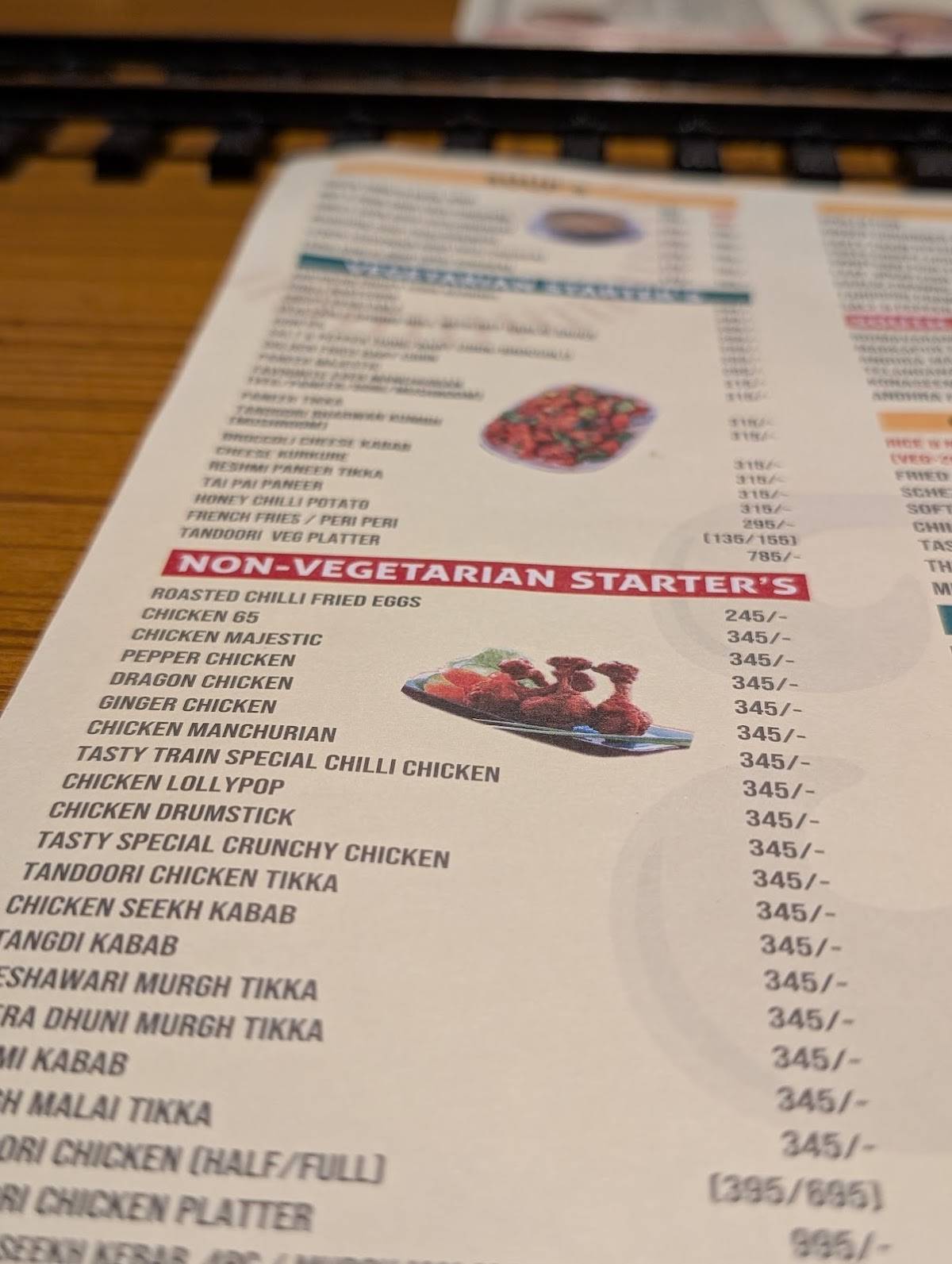 Tasty Train Restaurant menu