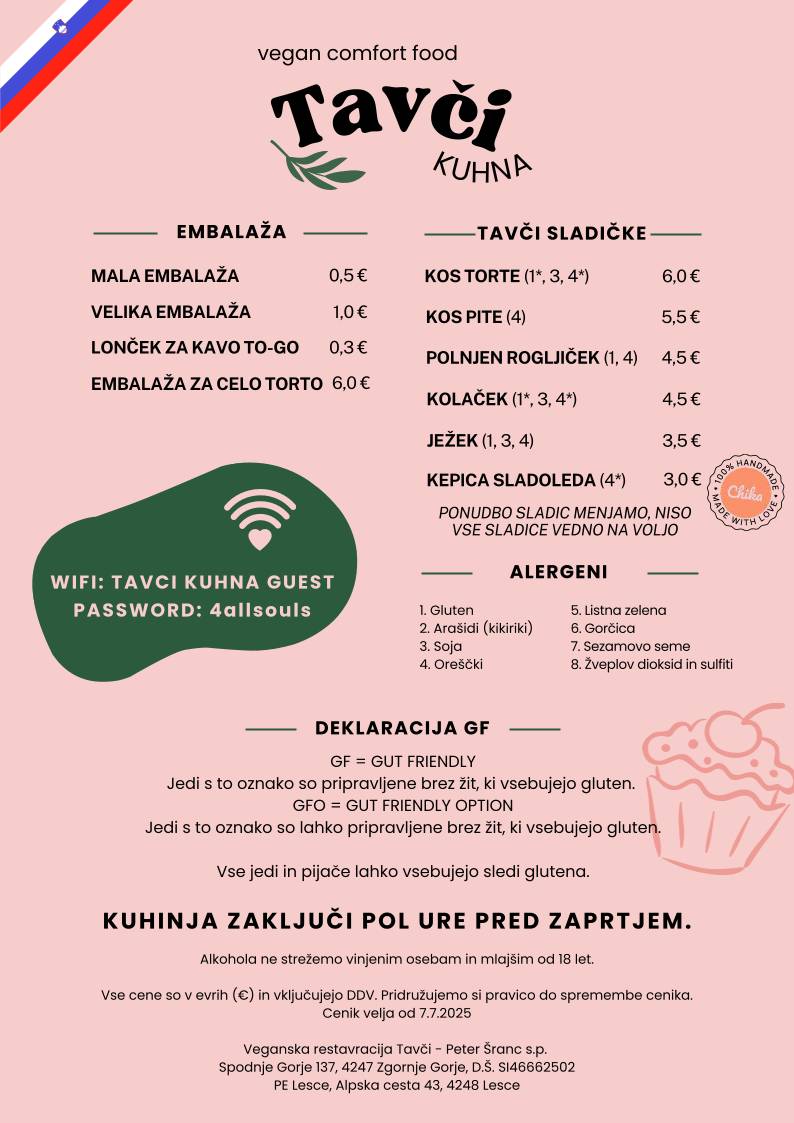 Menu di Tavci Kuhna & Ayatana deli 