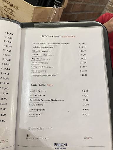 Menu di Taverna Boccaccio 
