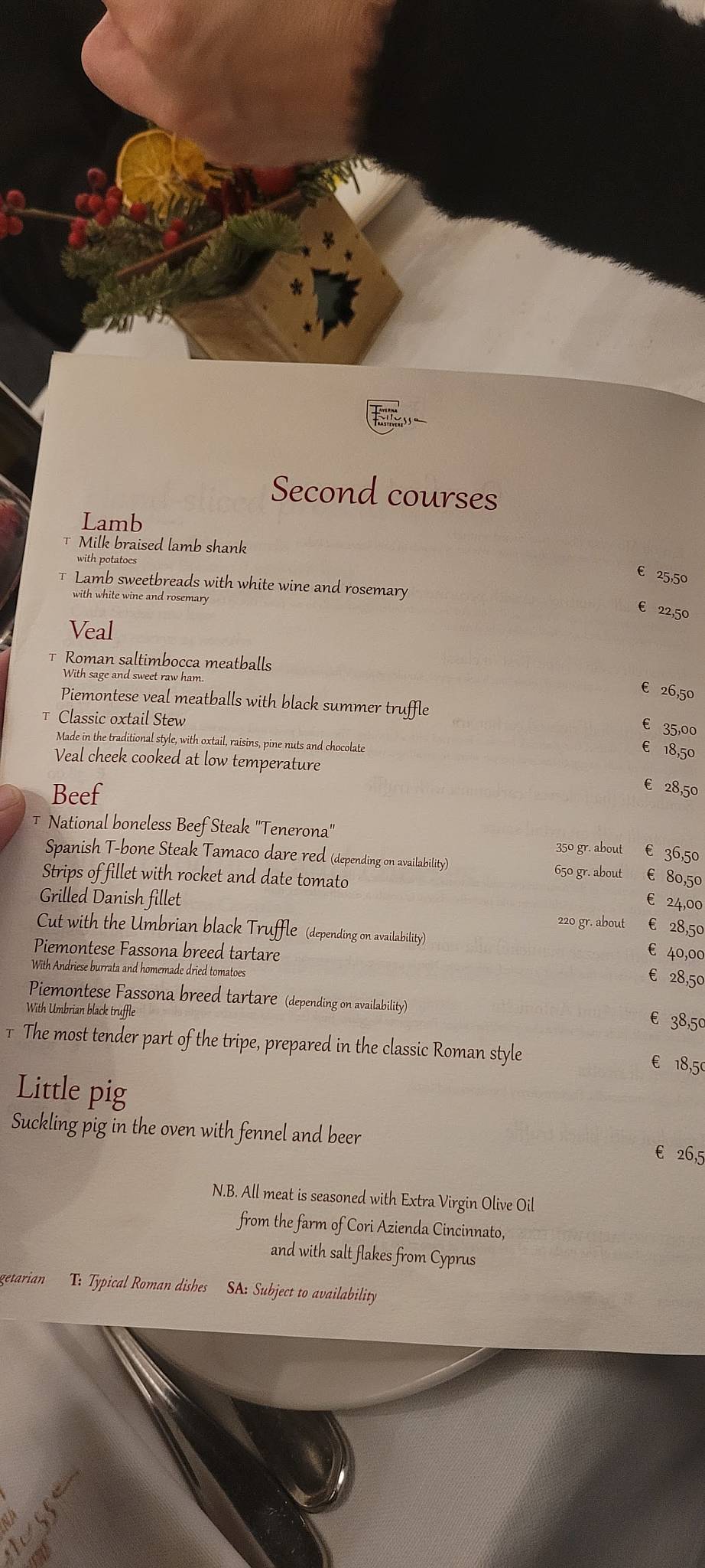 Taverna Trilussa dans Rome - Menu