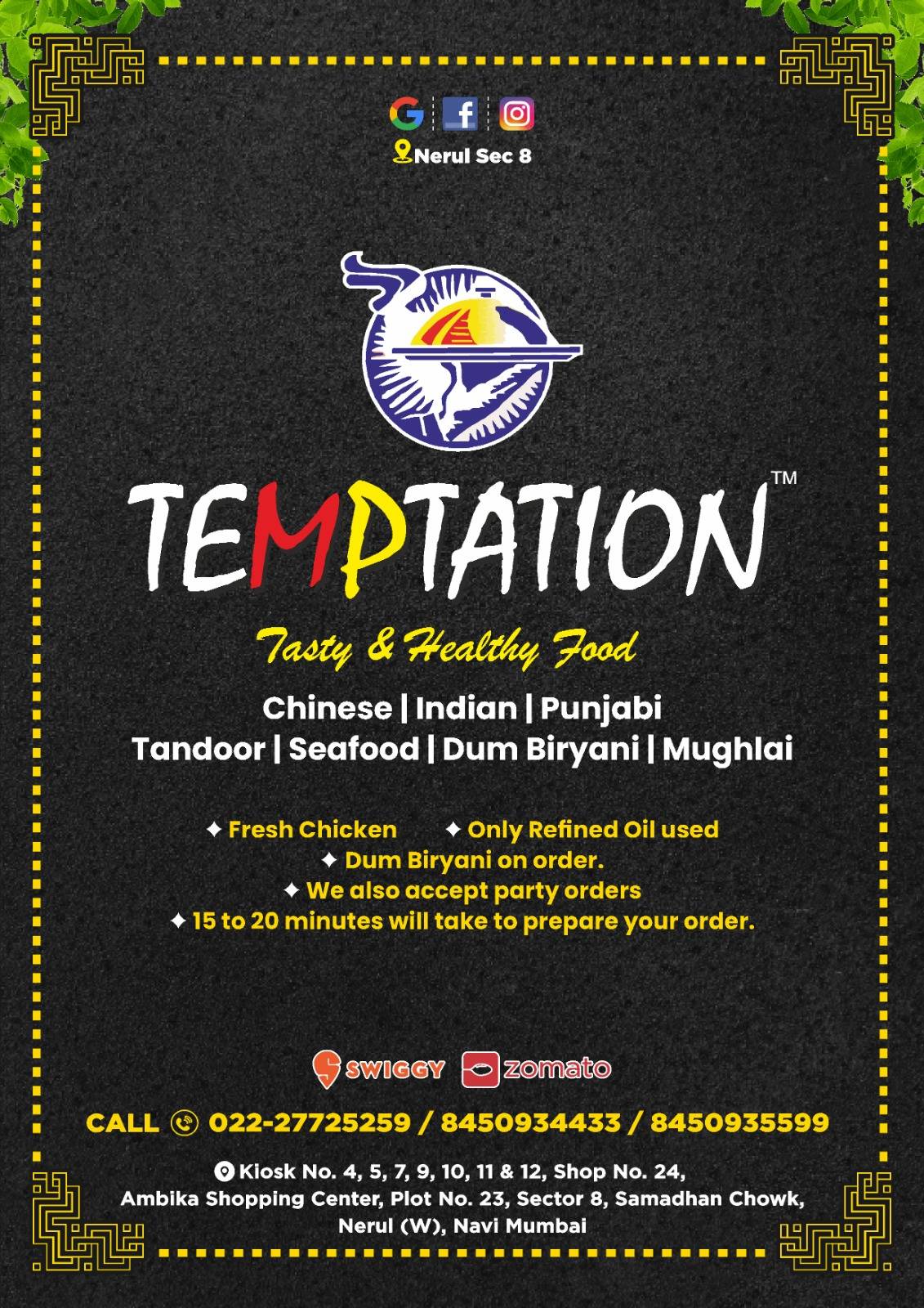 Temptation Veg & Non Veg Family Restaurant menu