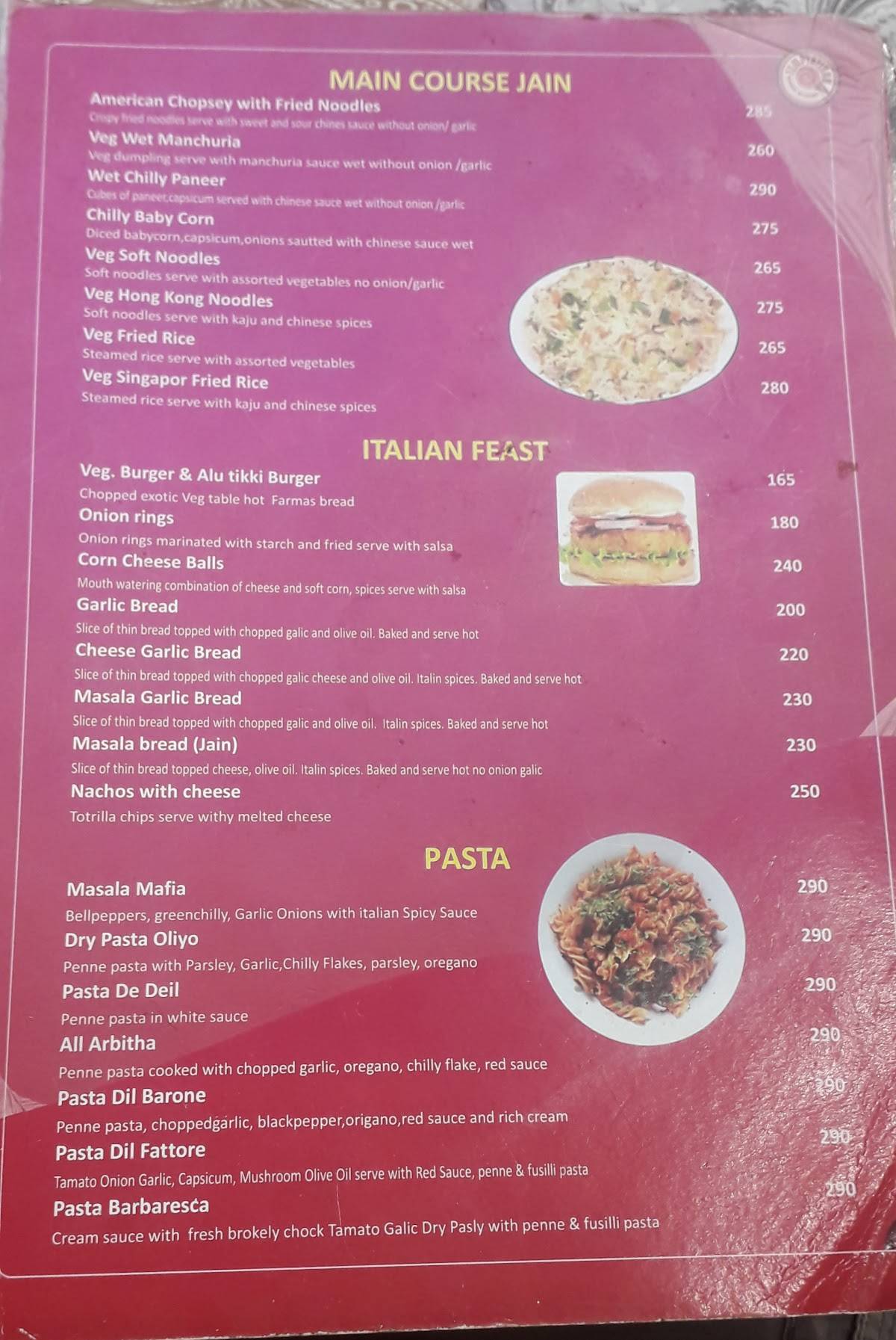 Temptations Vijayawada menu