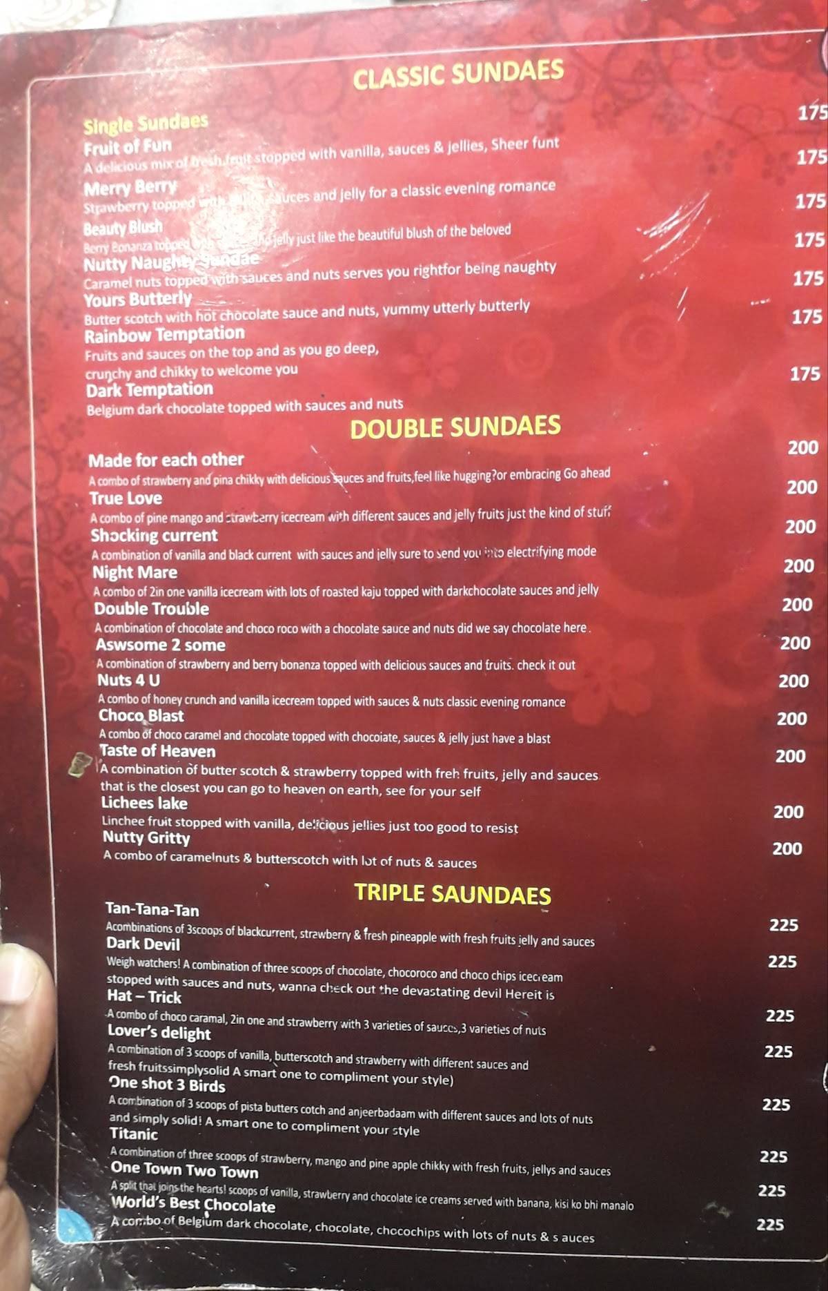 Temptations Vijayawada menu