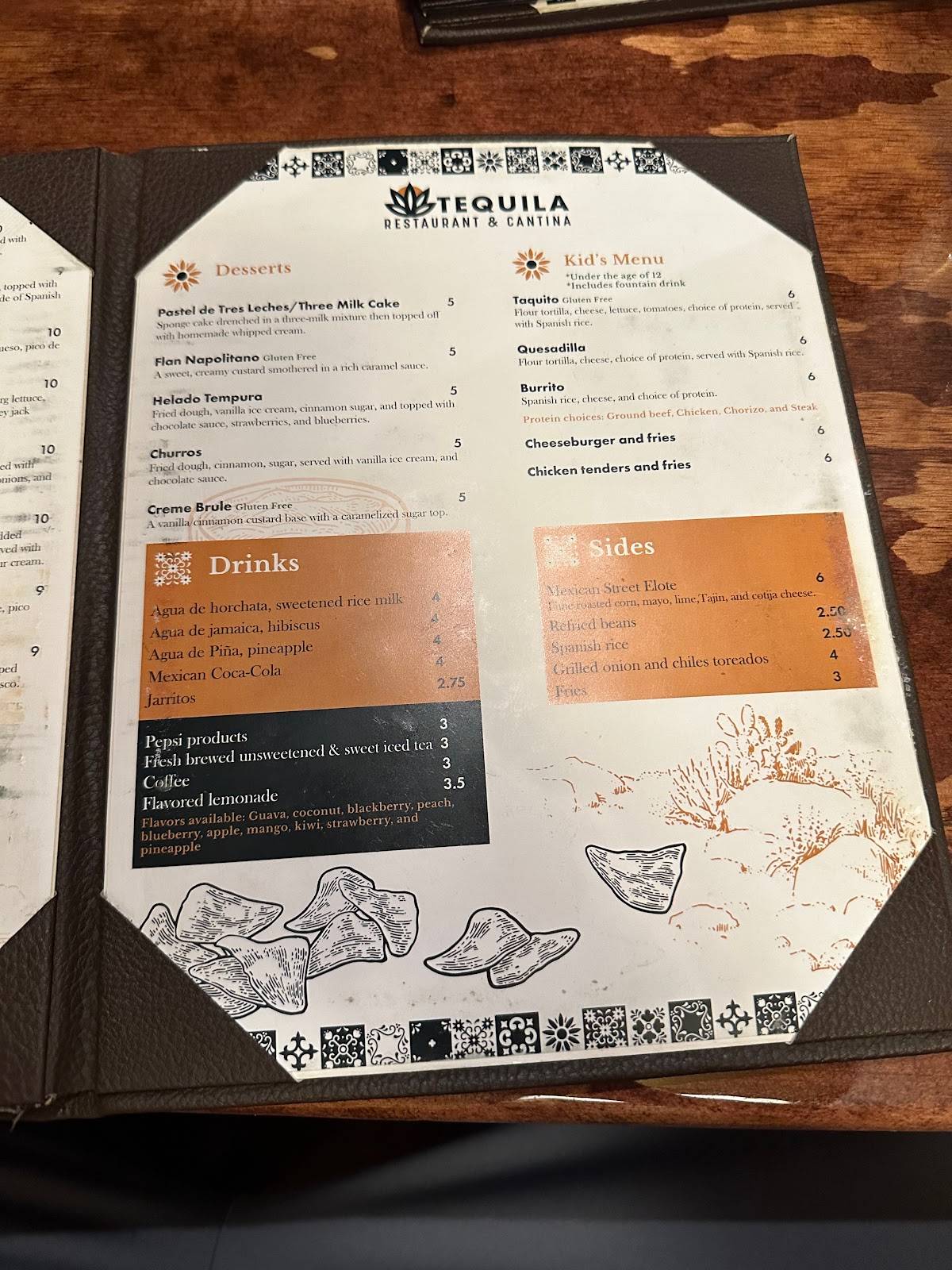 Menu at Tequila Mexican Restaurant & Cantina, Fort Wayne