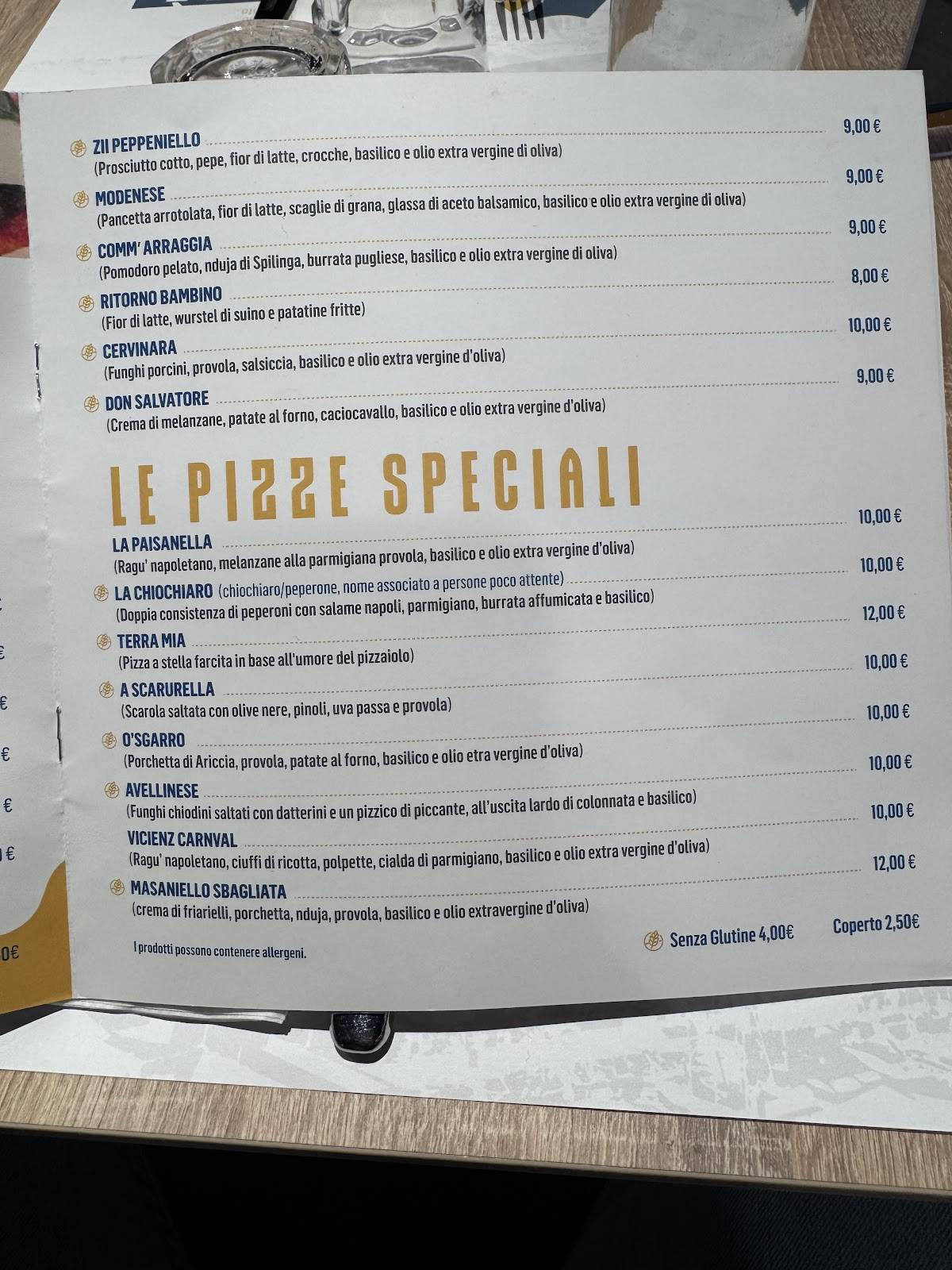 Menu di Terra Mia Modena 