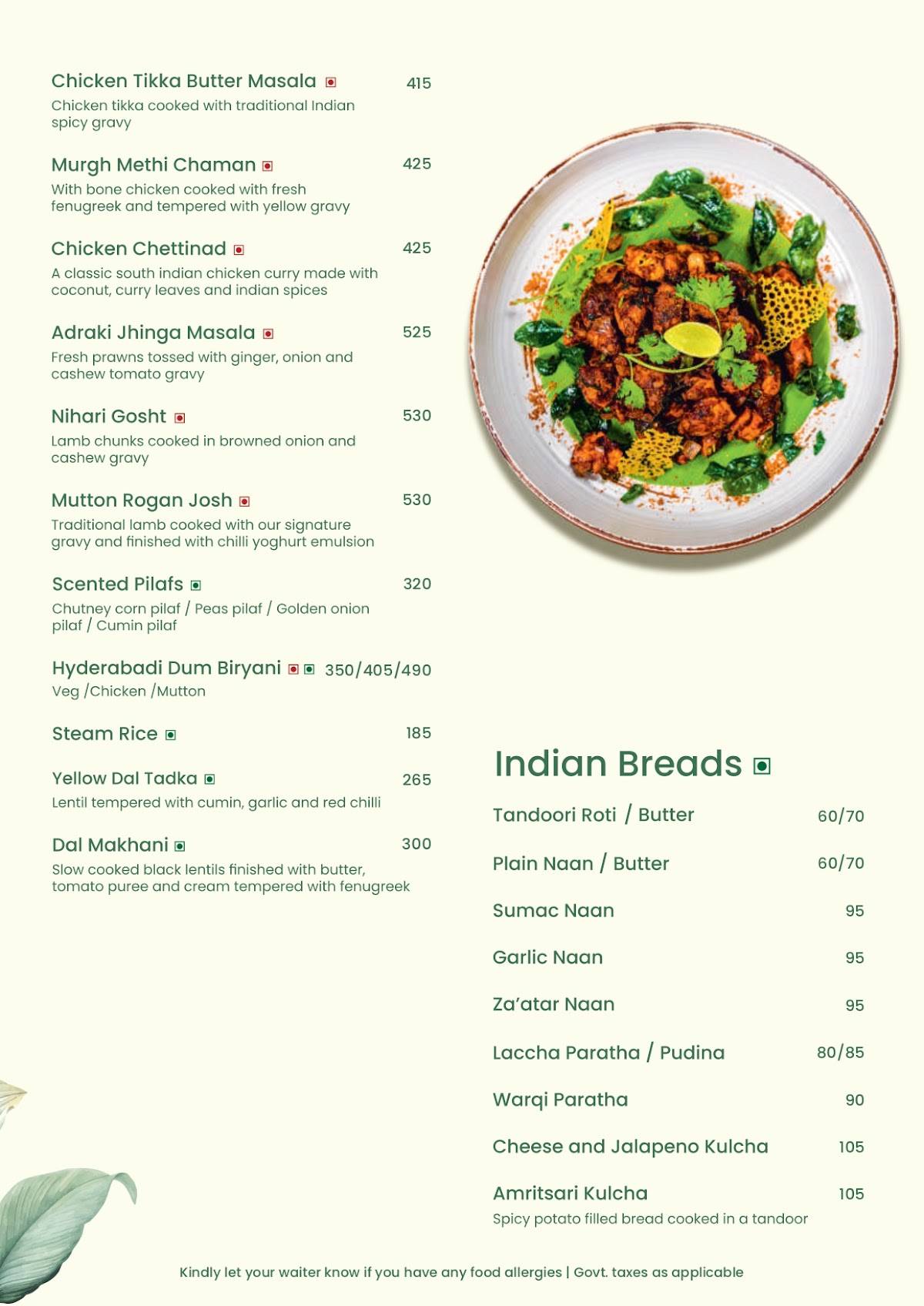 Terrace Bar & Kitchen menu