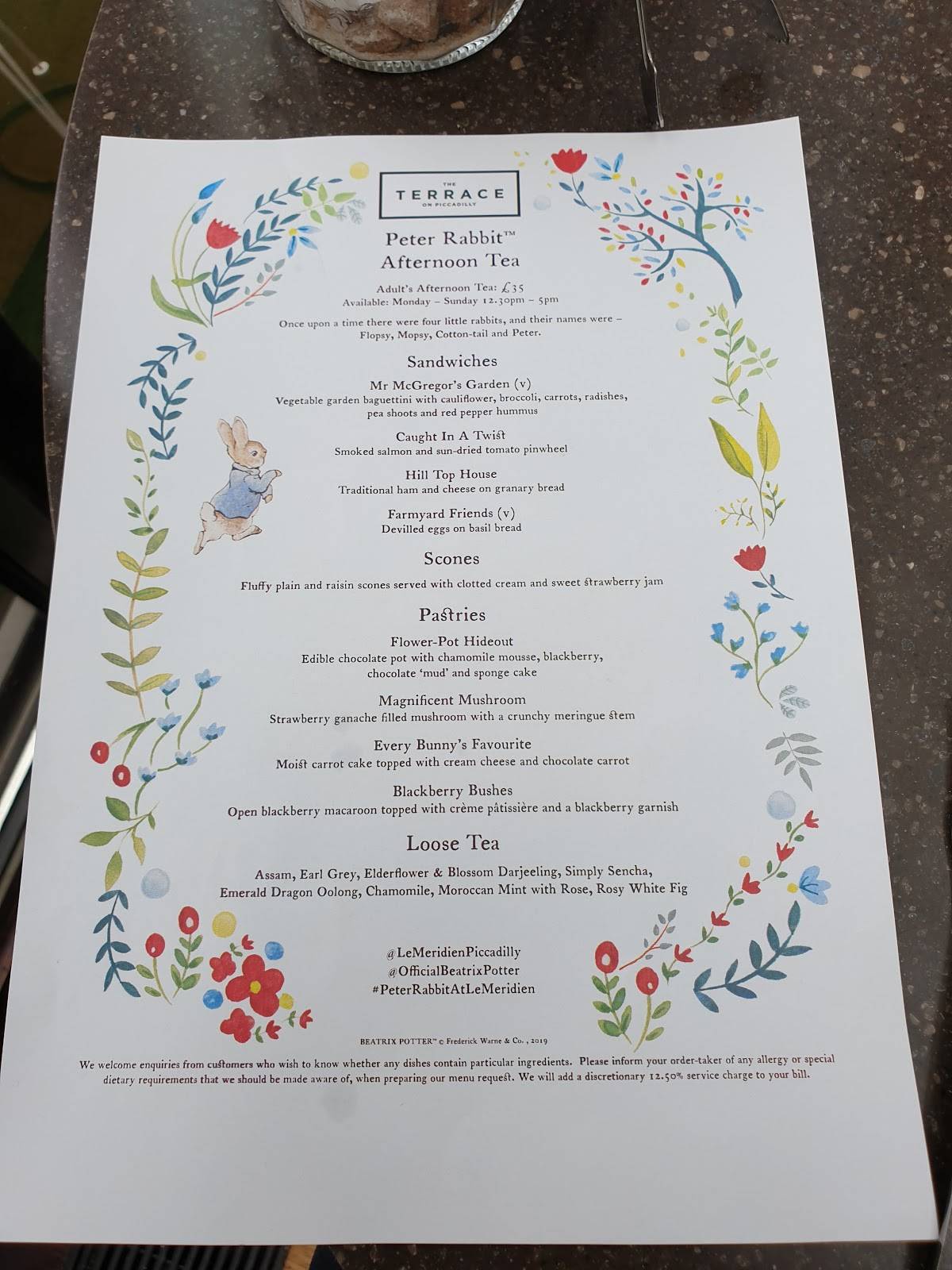 Menu at Terrace at The Dilly restaurant, London, 21 Piccadilly
