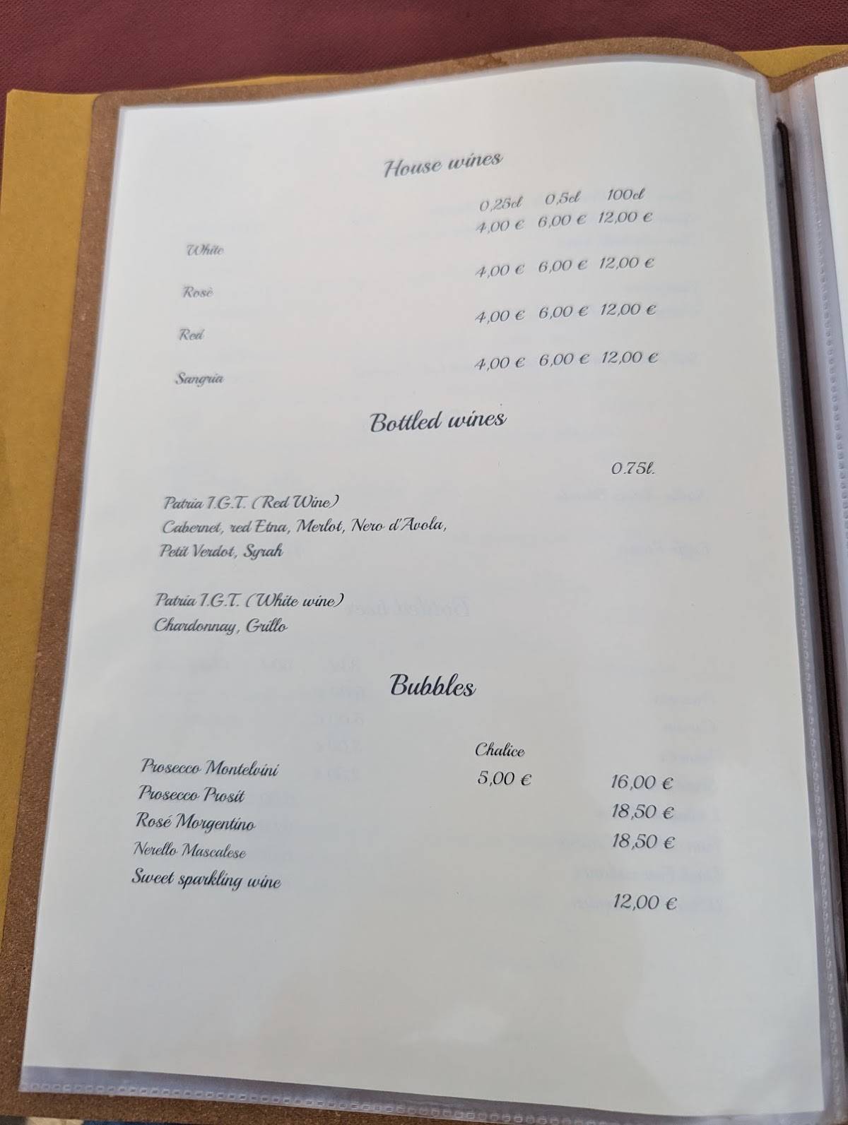 Menu di Terrazza Marconi 