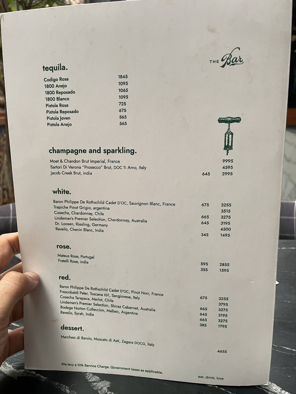 Terttulia menu