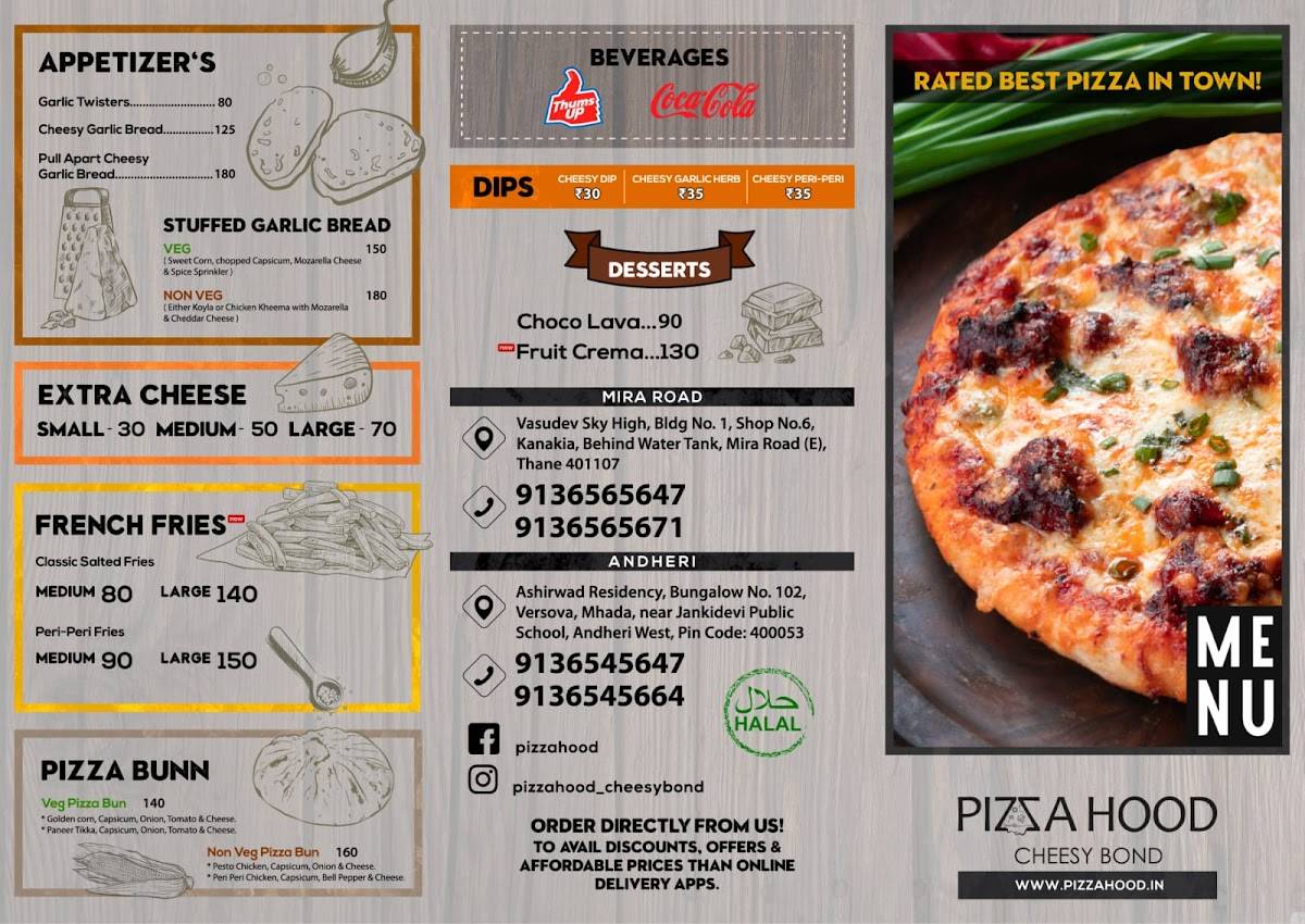 Pizzahood menu