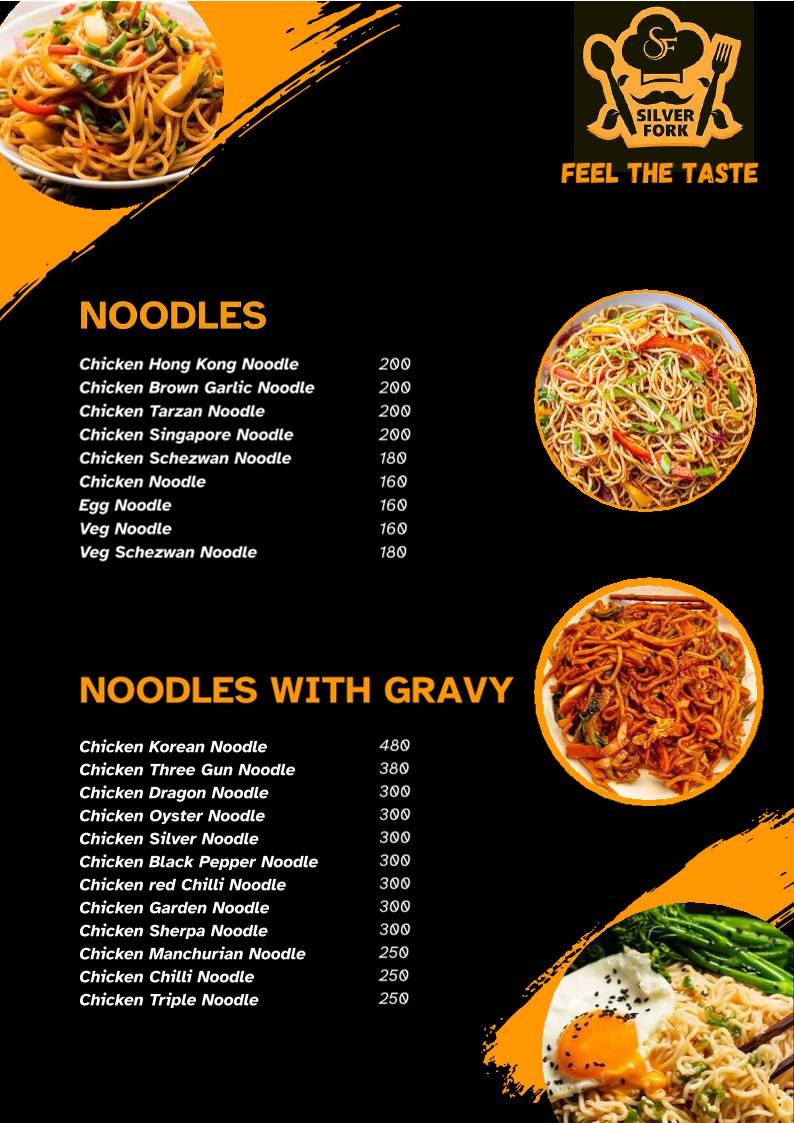 Silver Fork Restaurant menu