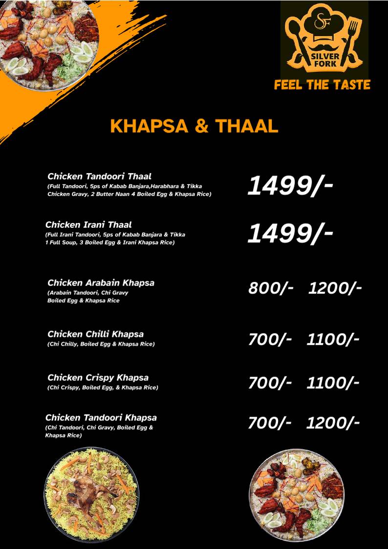 Silver Fork Restaurant menu