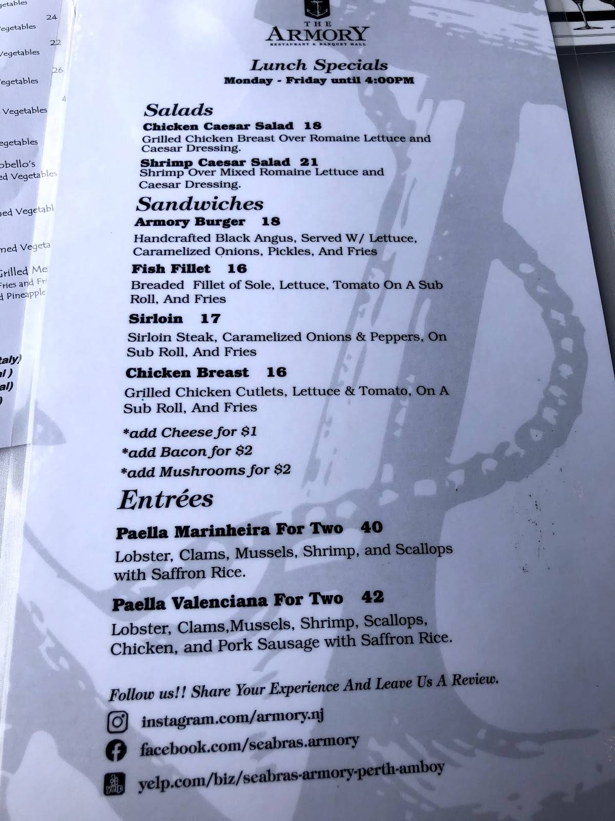 Menu At The Armory NJ Restaurant Perth Amboy   Menu The Armory NJ Restaurant 1 