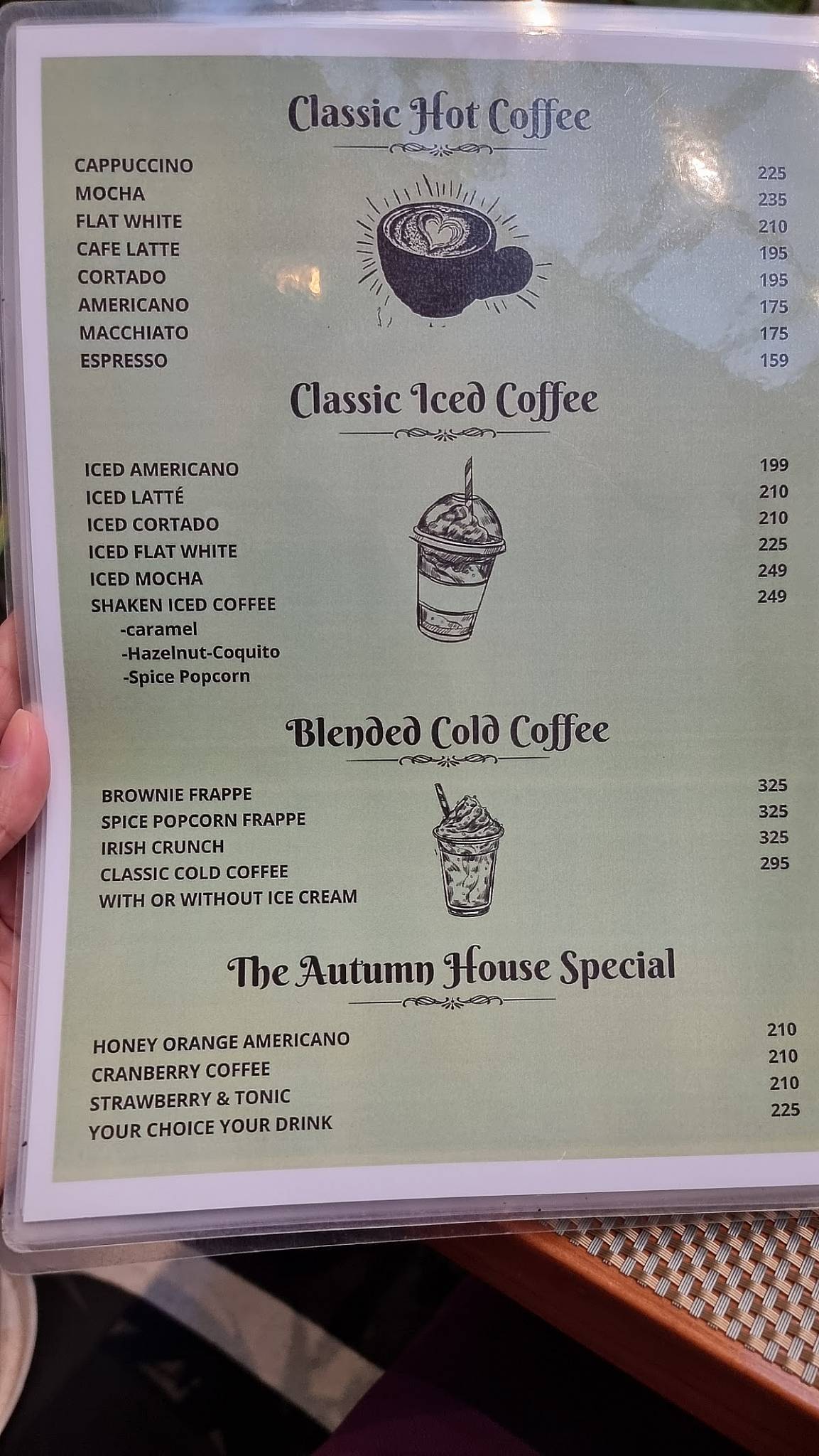 The Autumn House menu