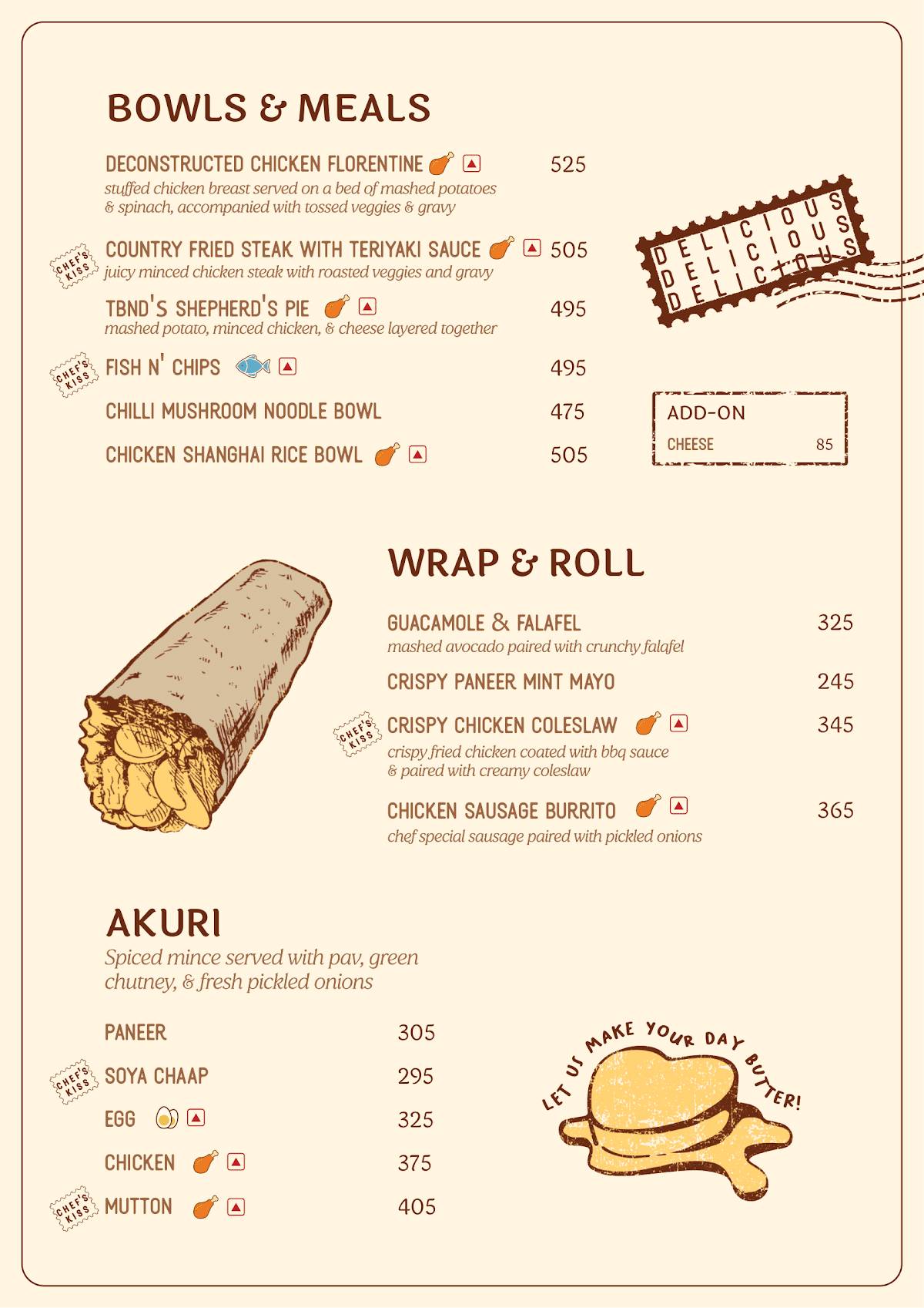 The Bakery Next Door menu