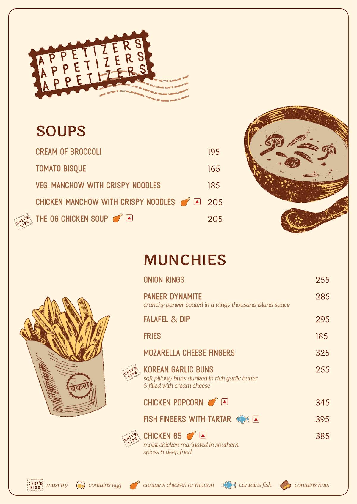 The Bakery Next Door menu