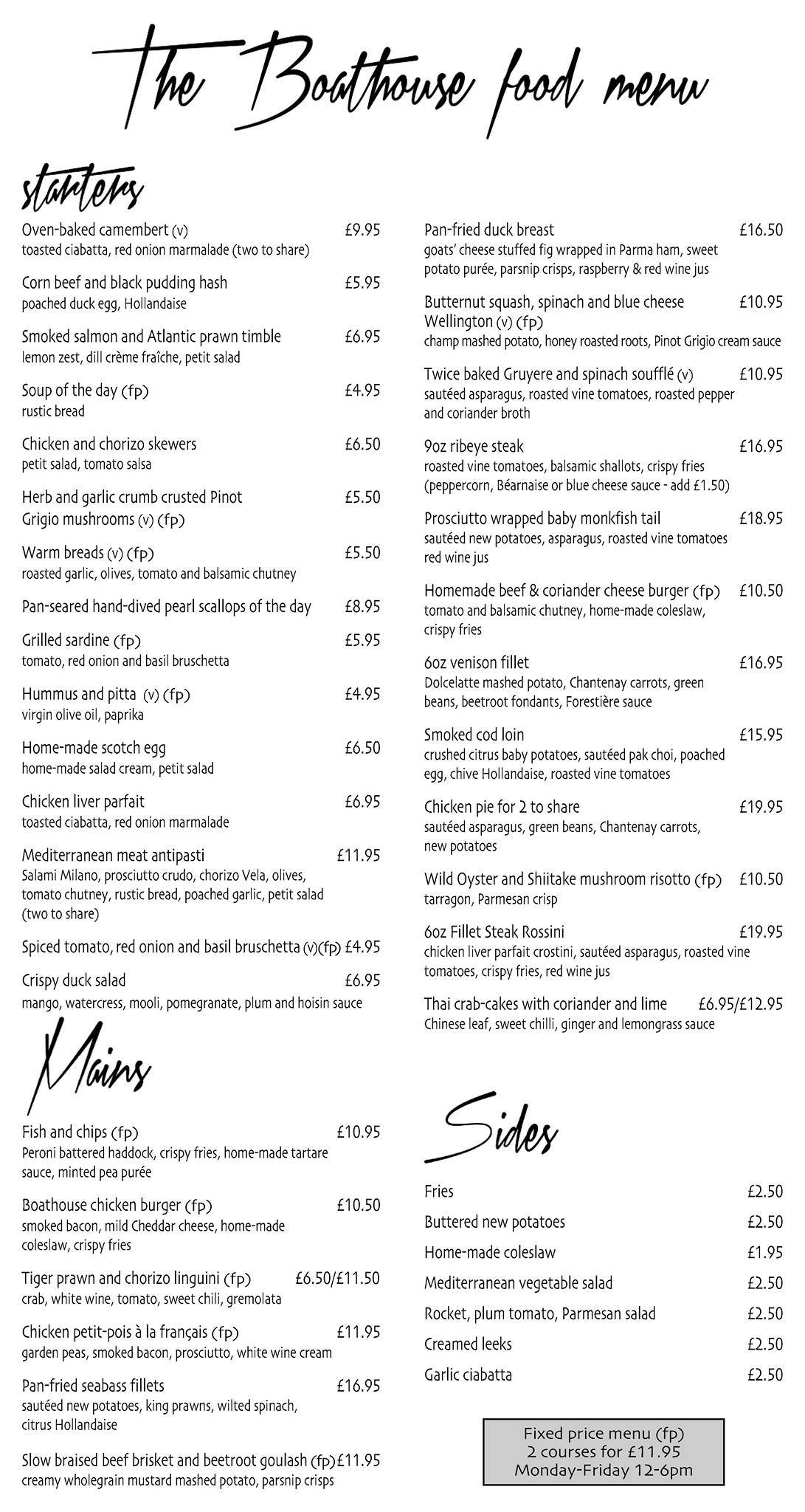 Menu At The Boathouse Pub & Bar, Tewkesbury