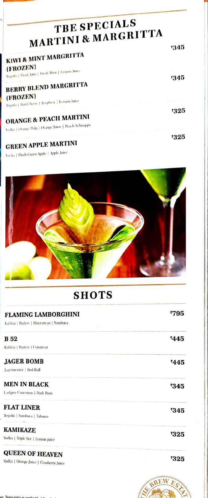 The Brew Estate Pathankot menu