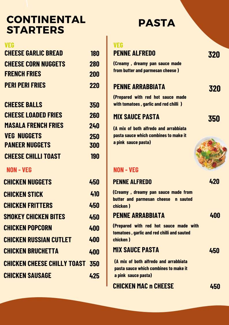 The Cabana 2.0 menu