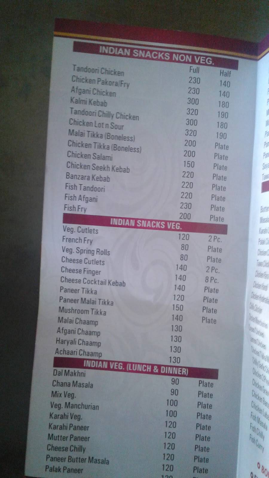 The Food Code menu