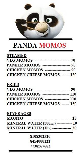 The Fresh Panda Momos menu