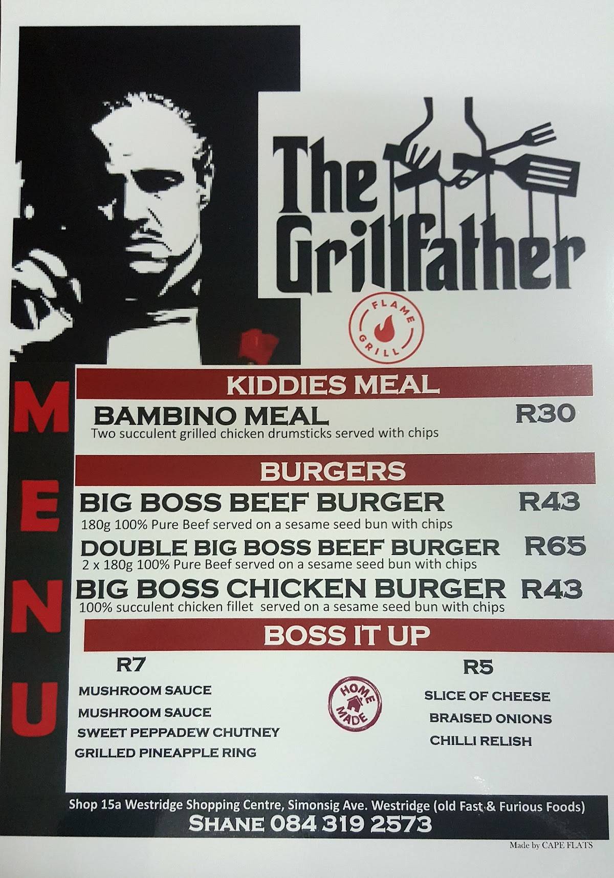 Menu at The Grillfather Mitchells Plain restaurant, Cape Town