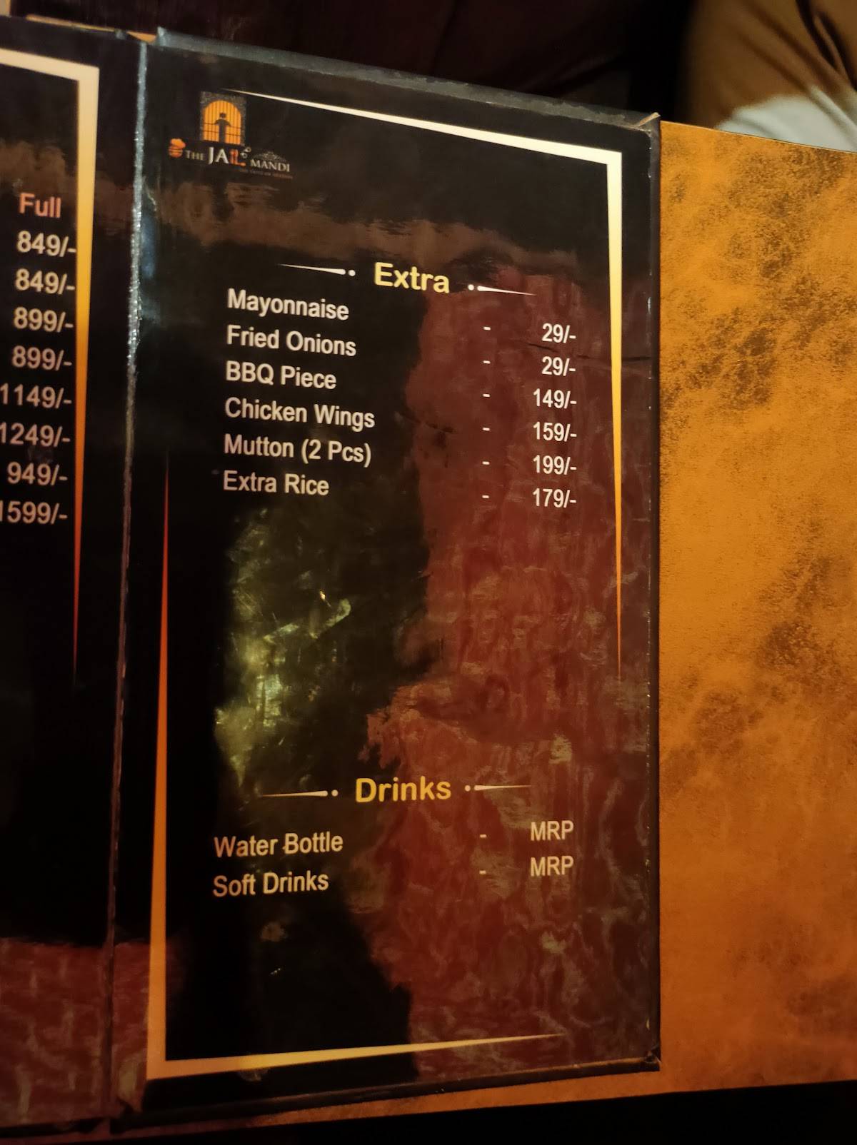 The Jail Mandi - Taste of Arabian menu