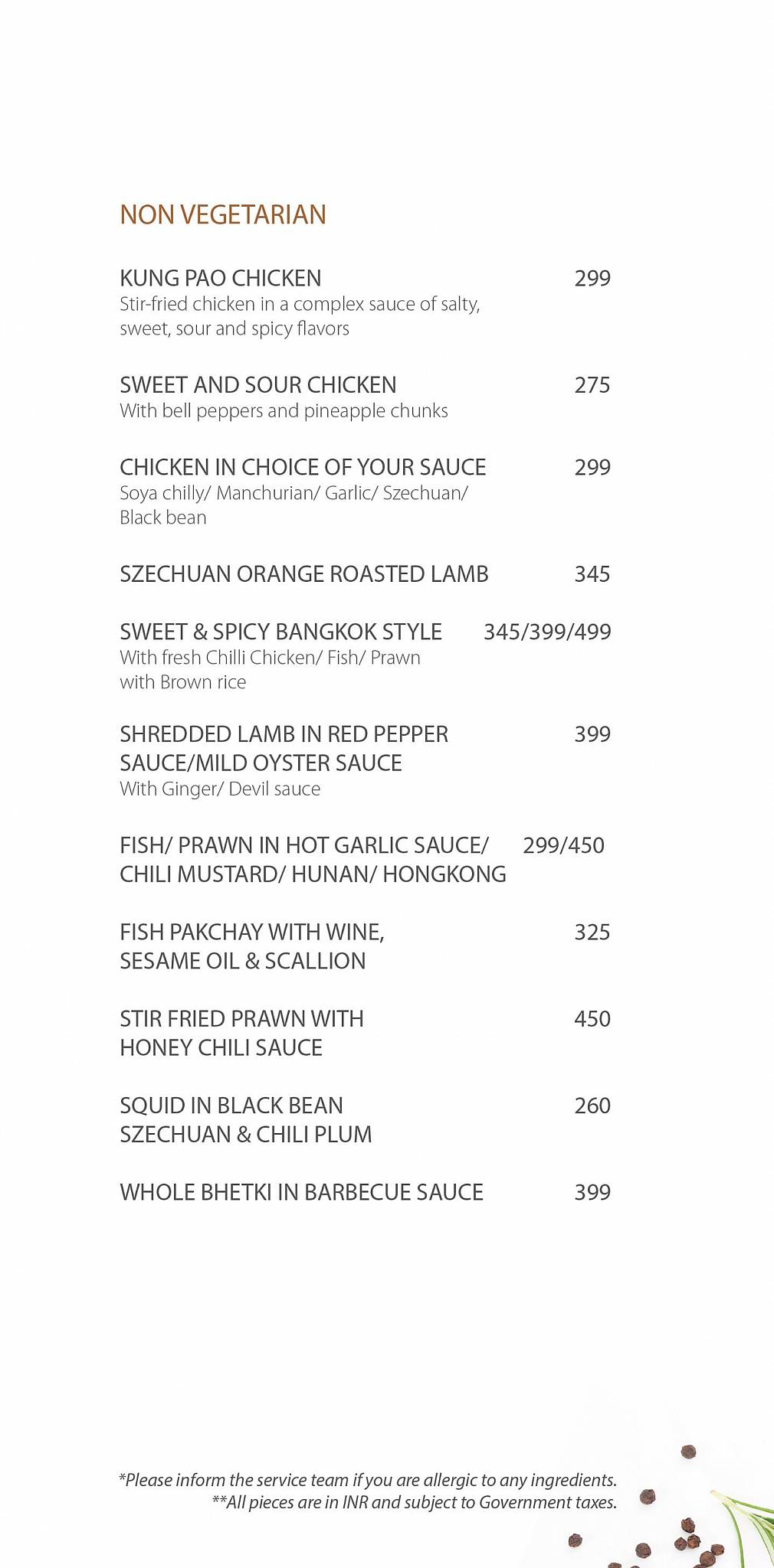 The Kitchen menu