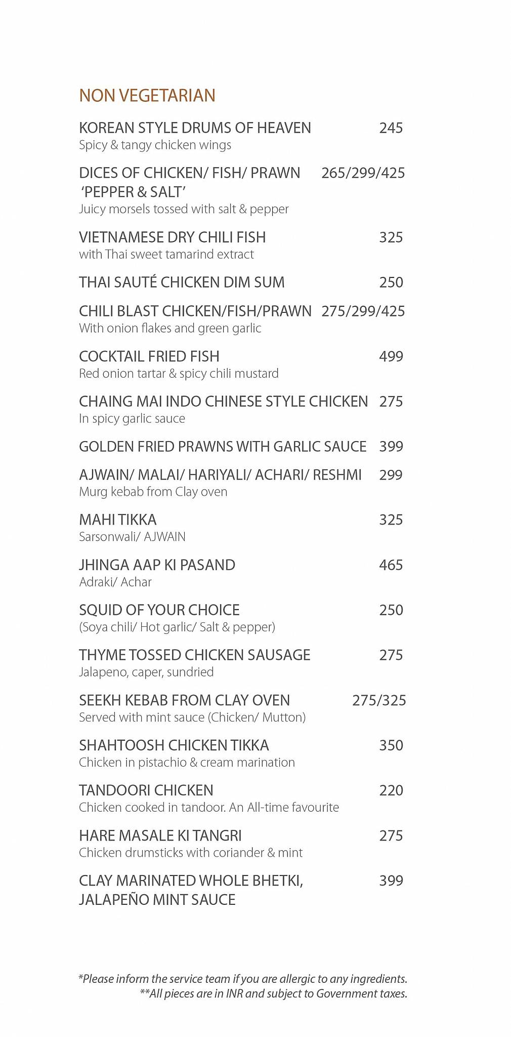 The Kitchen menu