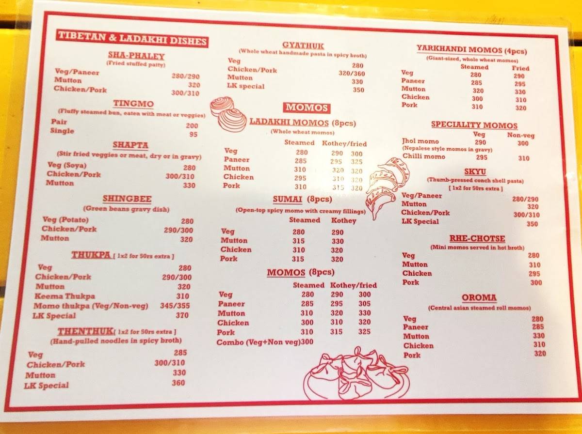 The Ladakhi Kitchen menu