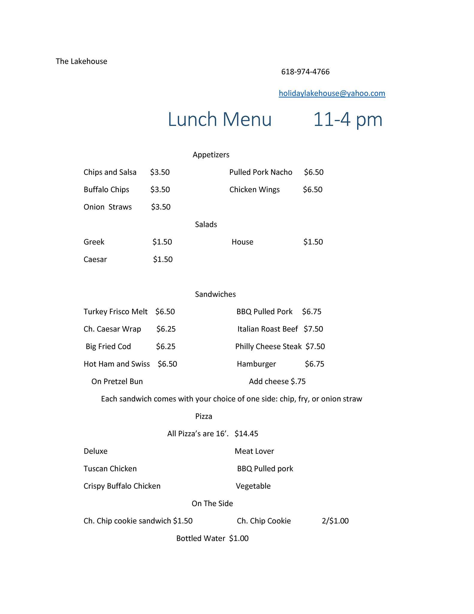 Menu At The Lakehouse Restaurant Holiday Shores 7284